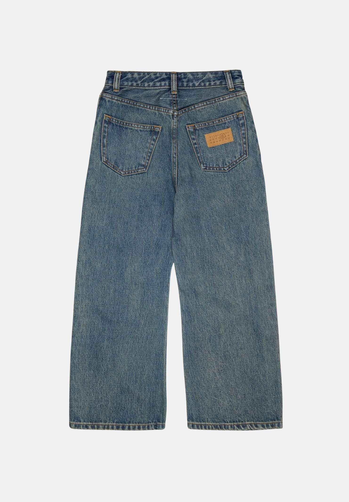 MM6 MAISON MARGIELA Jeans 5 Pockets in denim per donna, ragazzi e bambini con tasca posteriore a contrasto. M61034MM08D M601 MAISON MARGIELA