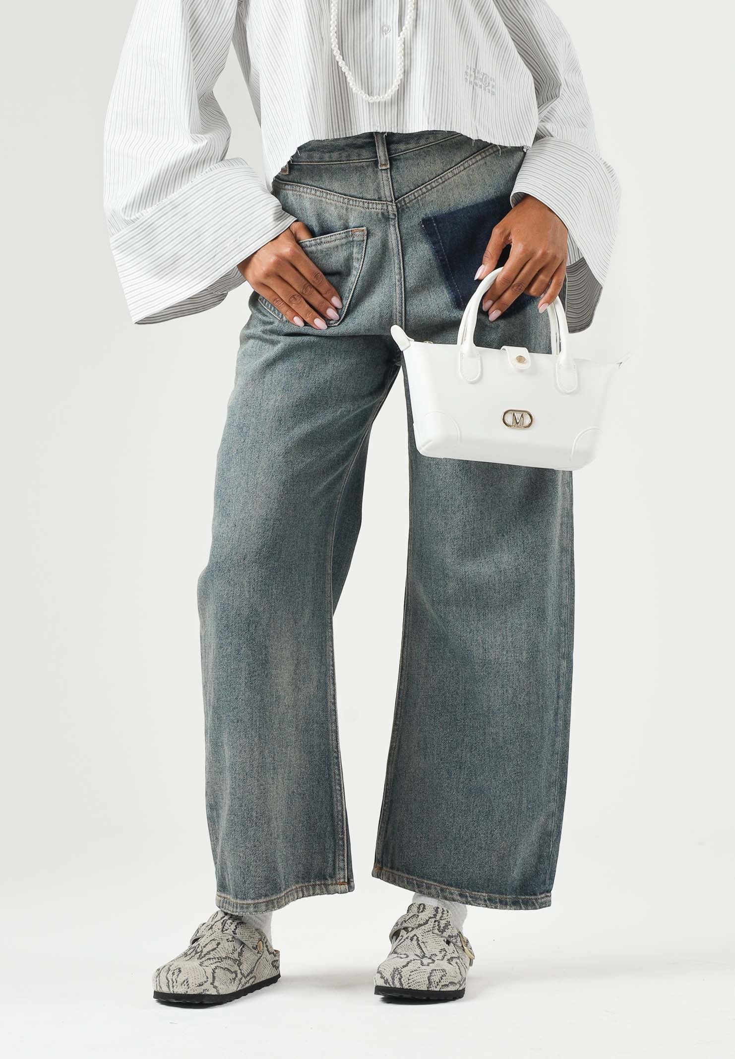 MM6 MAISON MARGIELA Jeans 5 Pockets in denim per donna, ragazzi e bambini con tasca posteriore a contrasto. M61034MM08D M601 MAISON MARGIELA