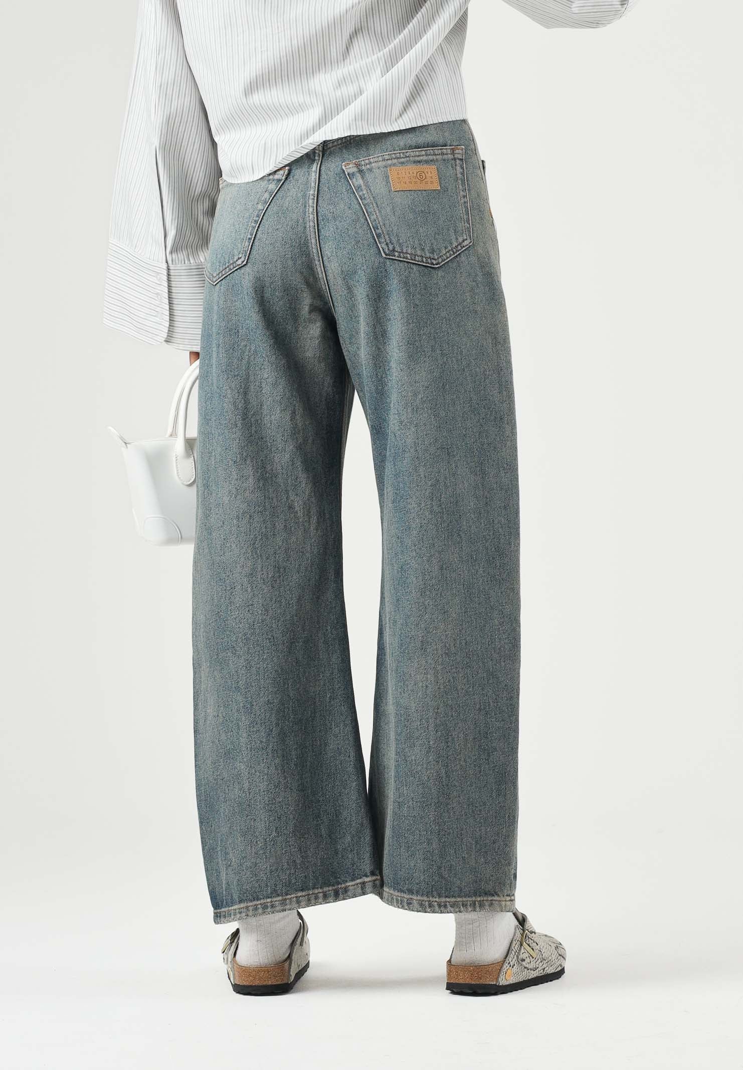 MM6 MAISON MARGIELA Jeans 5 Pockets in denim per donna, ragazzi e bambini con tasca posteriore a contrasto. M61034MM08D M601 MAISON MARGIELA
