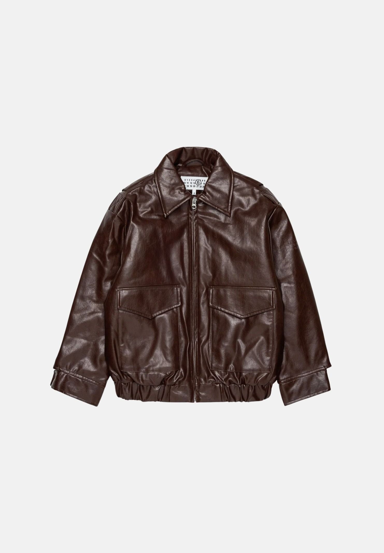 MM6 MAISON MARGIELA Giubbotto BIKER effetto pelle seal brown, marrone scuro per donna, ragazzi e bambini <BR/> M61045MM08L M6713 MAISON MARGIELA