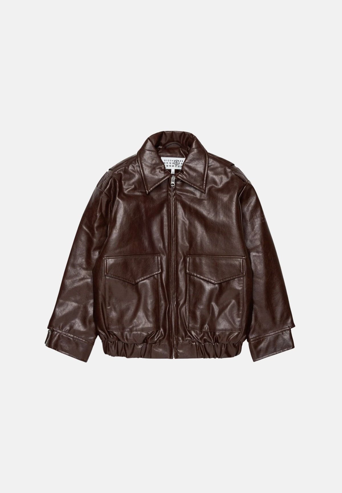 MM6 MAISON MARGIELA bomber BIKER effetto eco- pelle seal brown, marrone scuro per donna, ragazzi e bambini <BR/> M61045MM08L M6713 MAISON MARGIELA