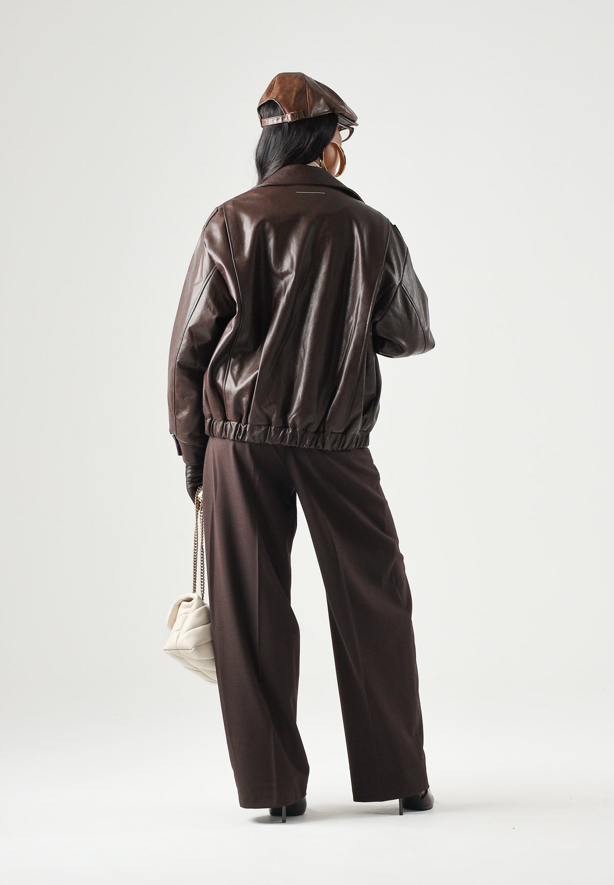 MM6 MAISON MARGIELA Giubbotto BIKER effetto eco- pelle seal brown, marrone scuro per donna, ragazzi e bambini <BR/> M61045MM08L M6713 MAISON MARGIELA
