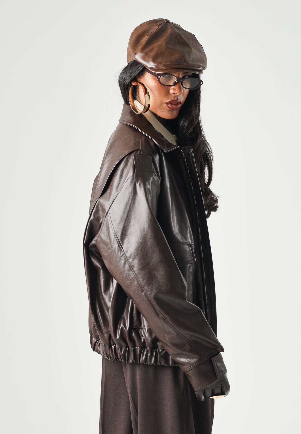MM6 MAISON MARGIELA Giubbotto BIKER effetto eco- pelle seal brown, marrone scuro per donna, ragazzi e bambini <BR/> M61045MM08L M6713 MAISON MARGIELA