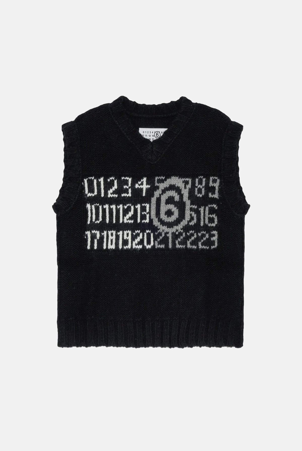 MAISON MARGIELA Gilet smanicato nero per donna, ragazza e bambina con stampa grafica numerica. M61049MM08V M6900 MAISON MARGIELA
