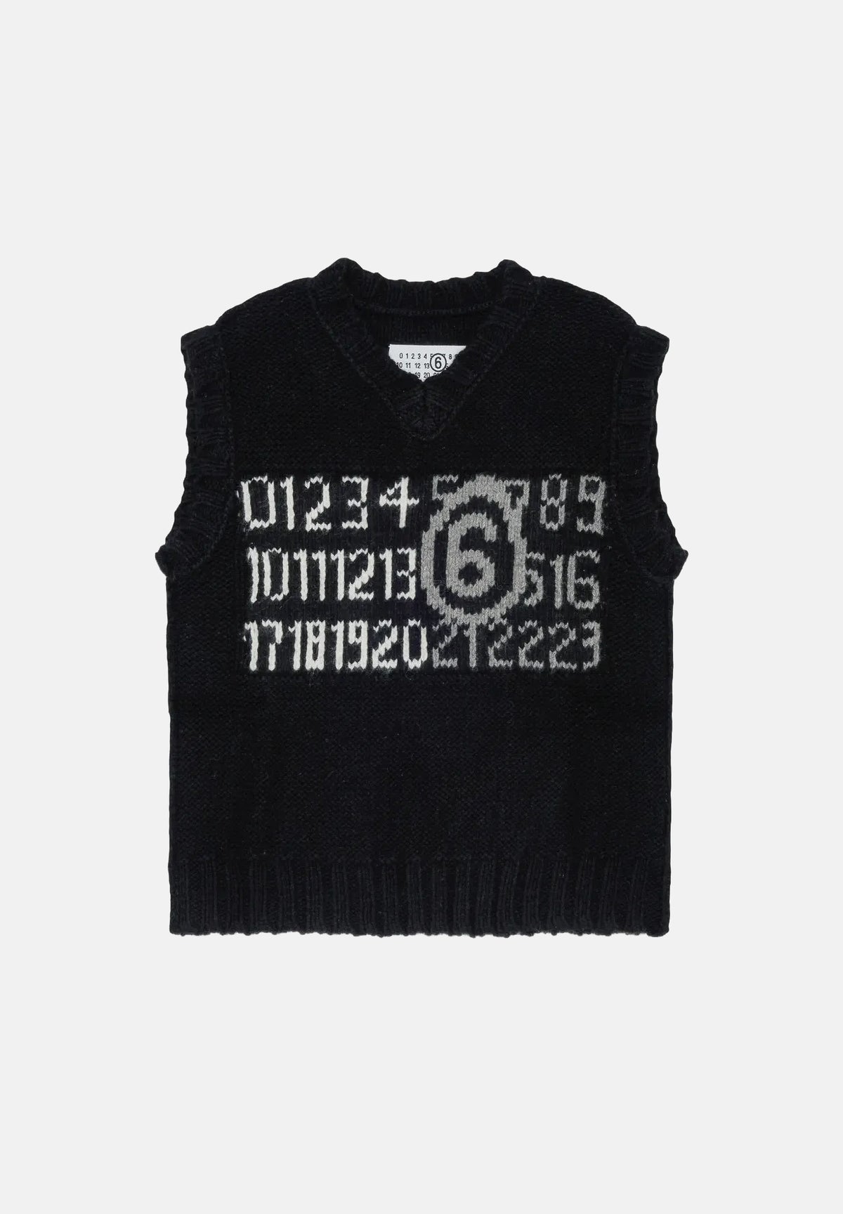 MAISON MARGIELA Gilet smanicato nero per donna, ragazza e bambina con stampa grafica numerica. M61049MM08V M6900 MAISON MARGIELA