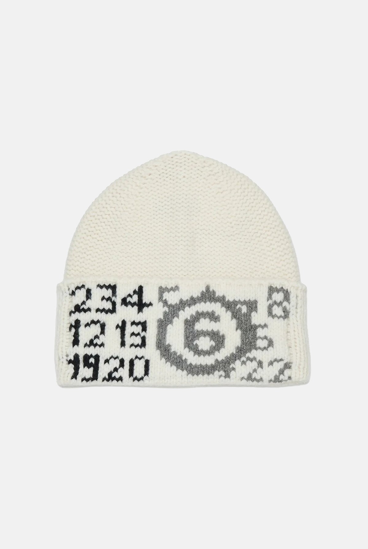 MAISON MARGIELA Berretto di lana bianco per uomo, donna e bambino con ricamo grafico numerico. M61051MM08V M6101 MAISON MARGIELA