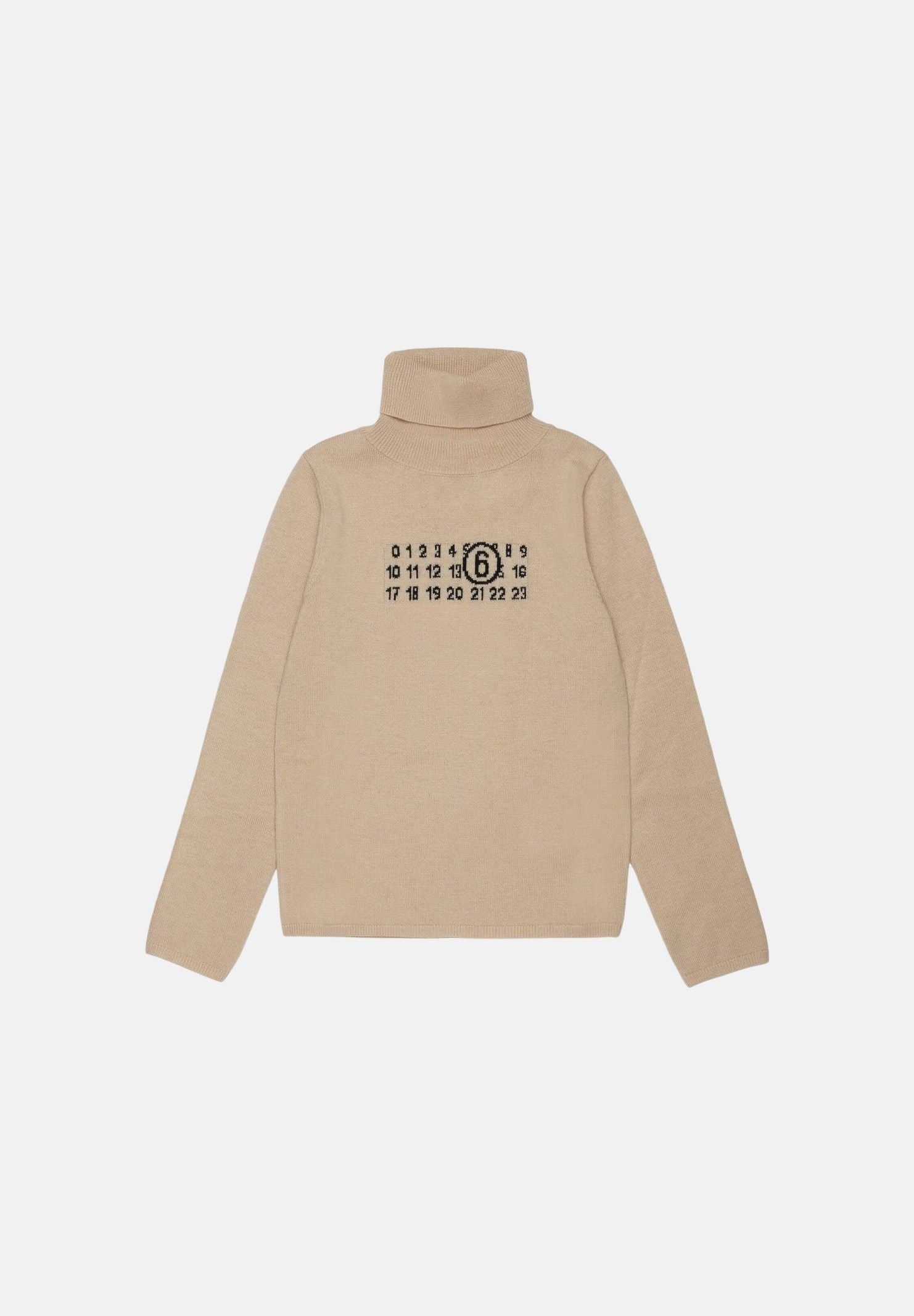 MM6 MAISON MARGIELA Dolcevita in misto lana beige per donna, ragazzi e bambinicon logo frontale M61064MM06Q M6712 MAISON MARGIELA