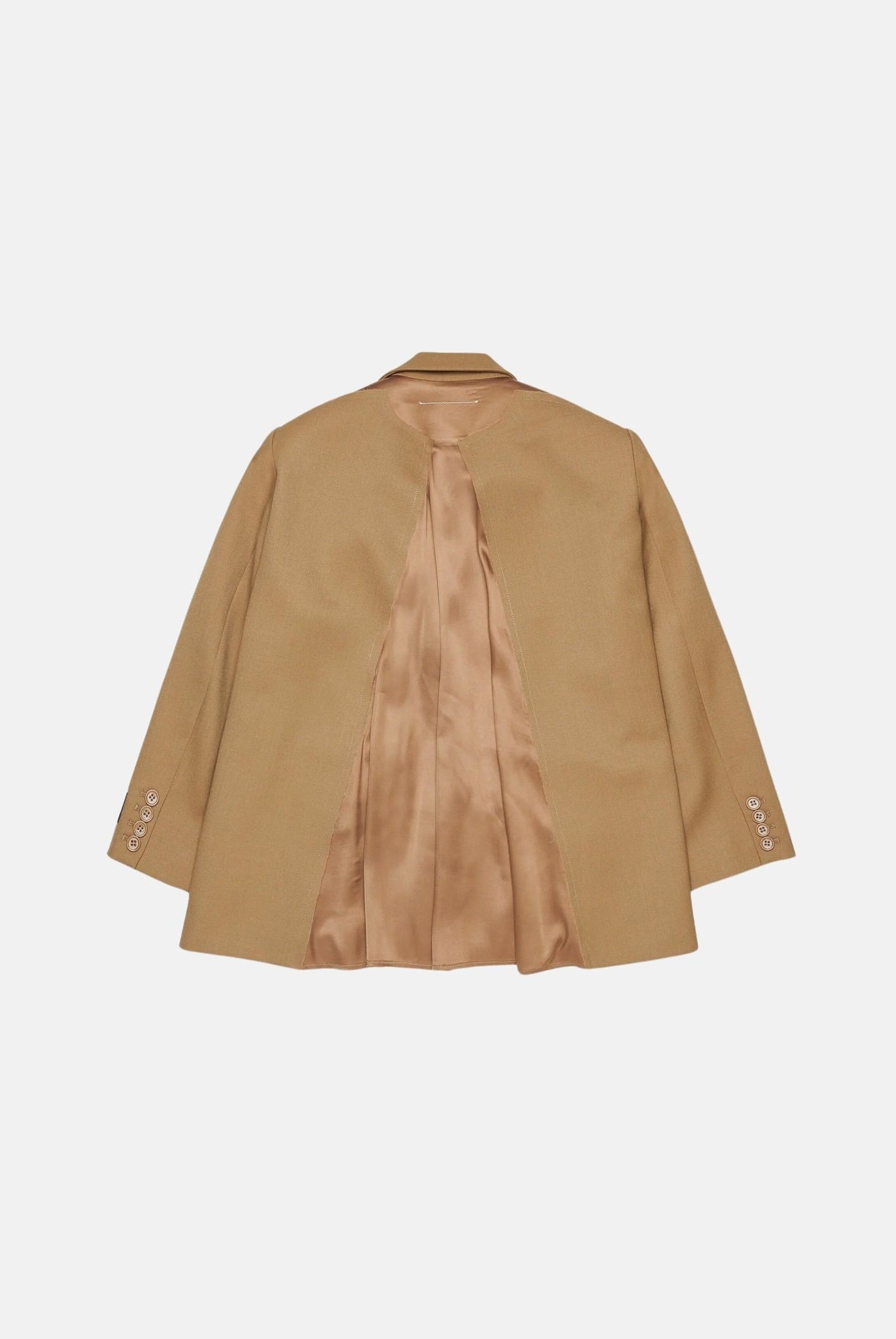 MM6 MAISON MARGIELA Giacca toffe-beige per donna, ragazzi e bambini con patta e logo applicato sulla manica. M61076MM03D M6714 MAISON MARGIELA