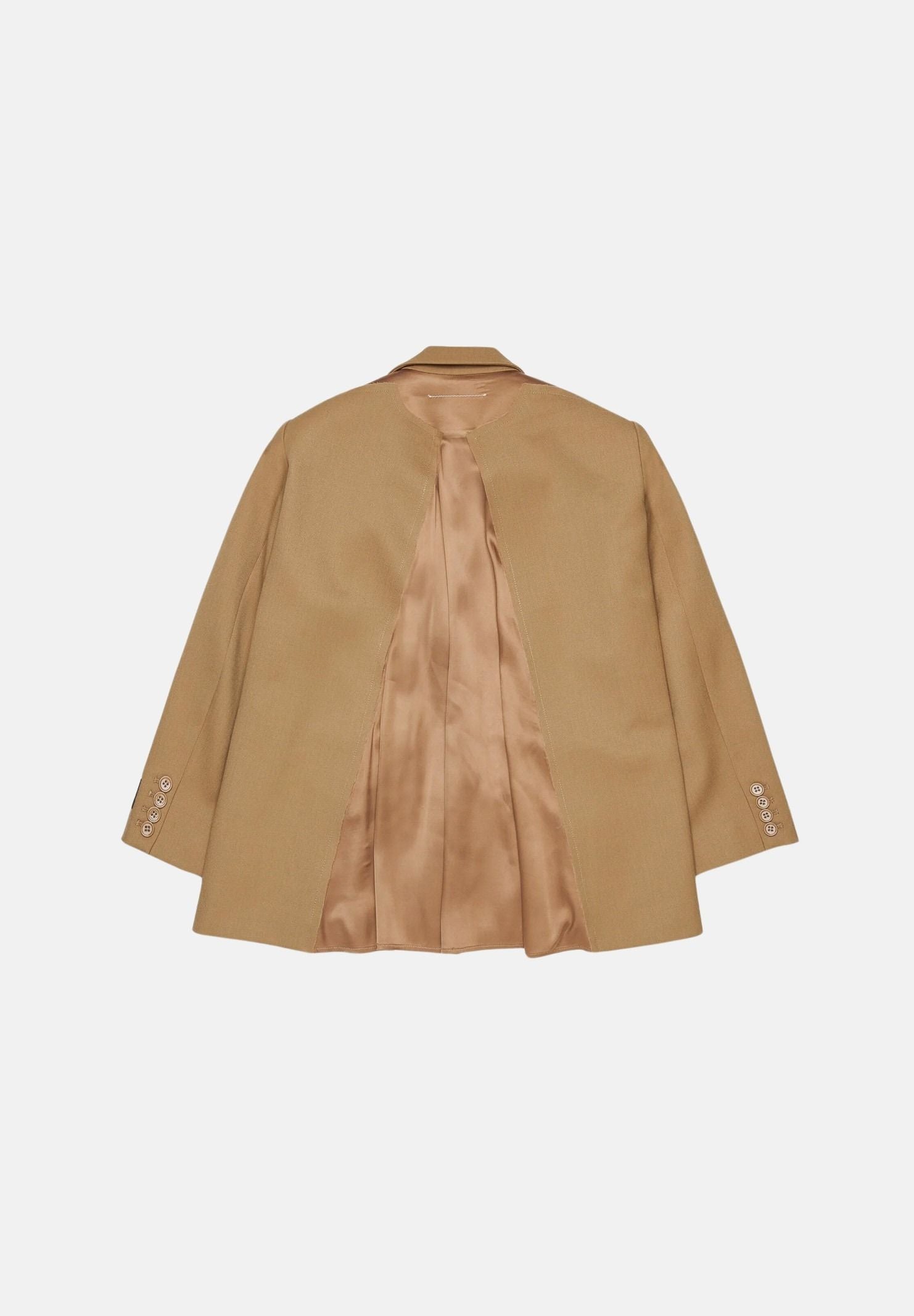 MM6 MAISON MARGIELA Giacca toffe-beige per donna, ragazzi e bambini con patta e logo applicato sulla manica. M61076MM03D M6714 MAISON MARGIELA