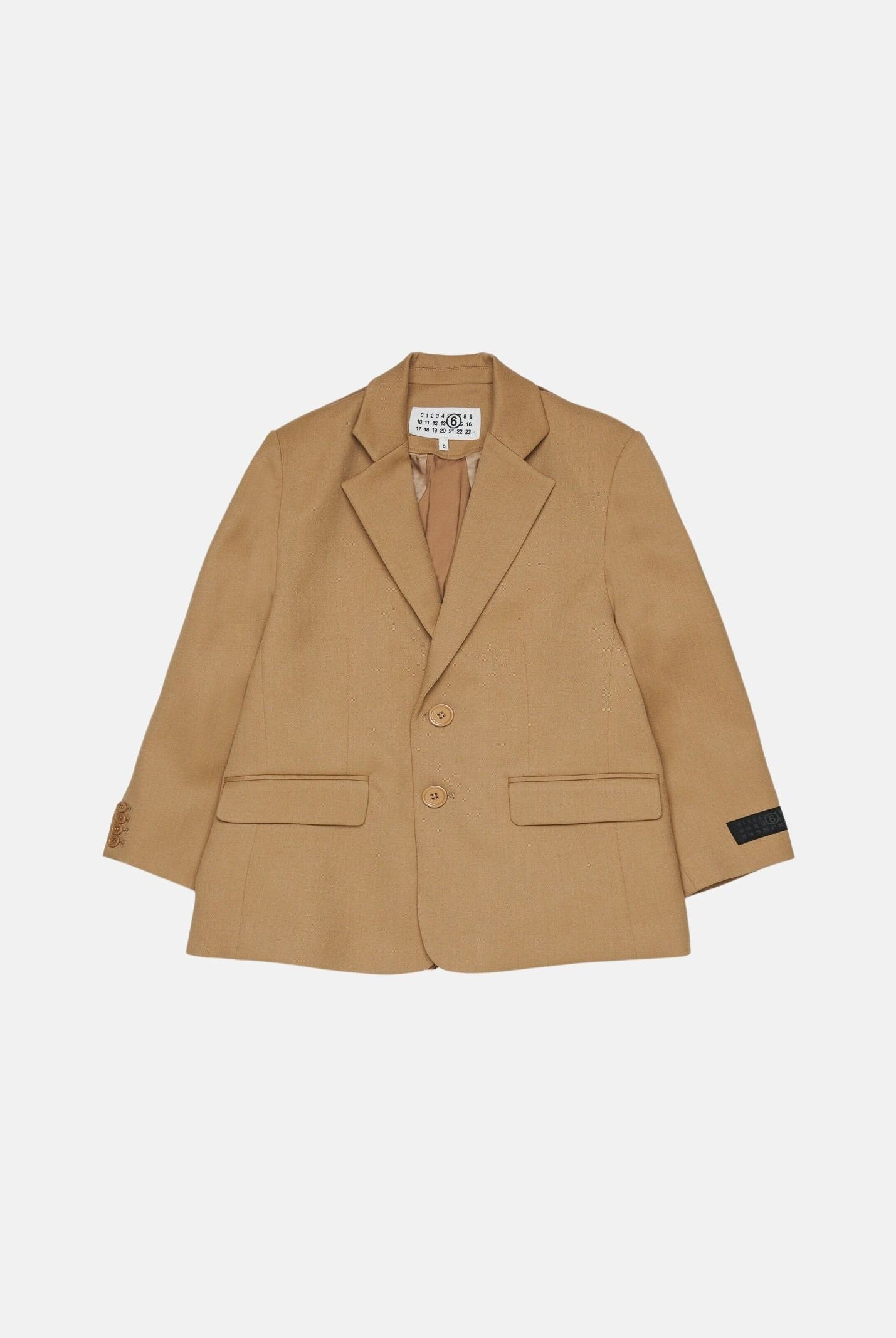 MM6 MAISON MARGIELA Giacca toffe-beige per donna, ragazzi e bambini con patta e logo applicato sulla manica. M61076MM03D M6714 MAISON MARGIELA