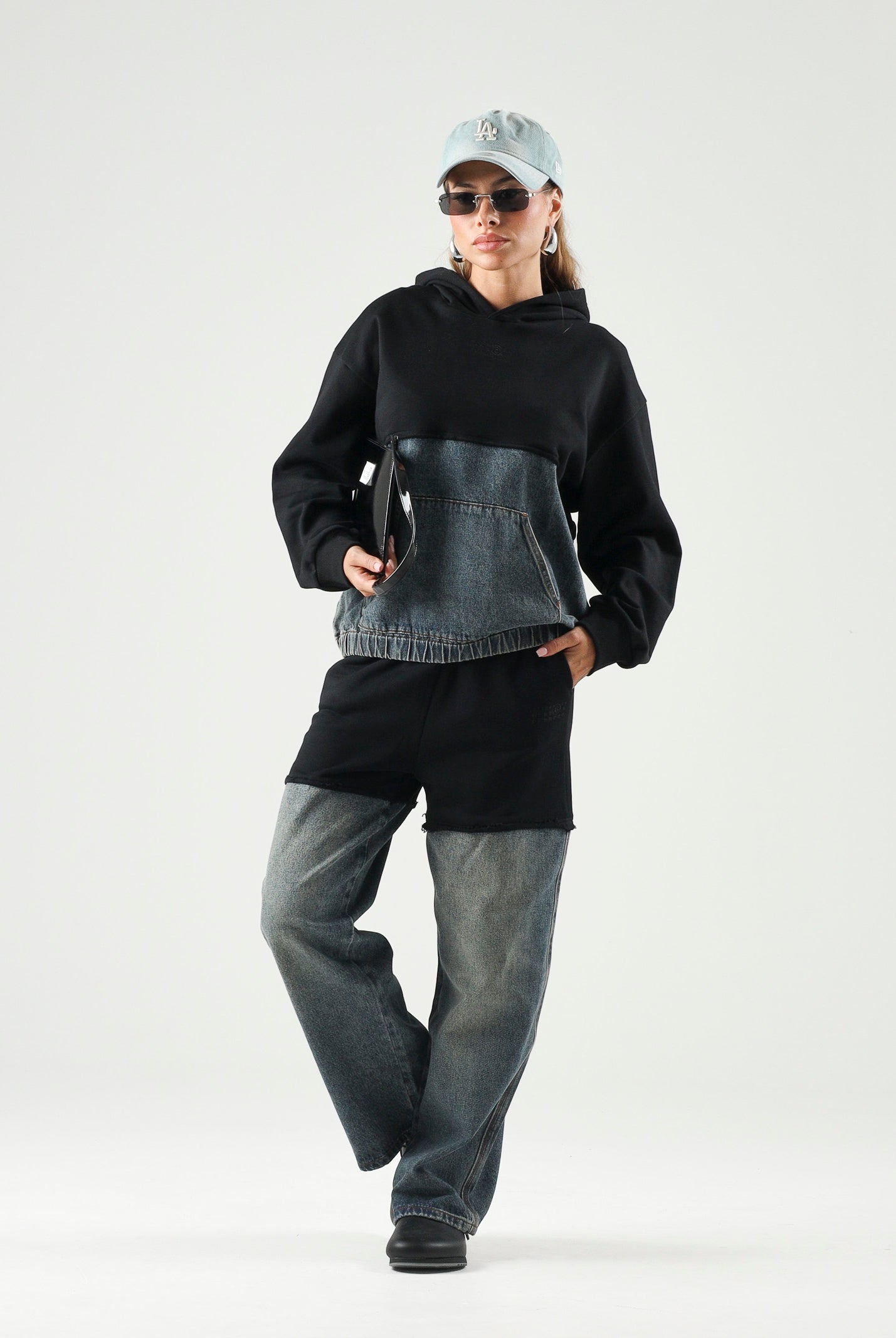 MM6 MAISON MARGIEL Jeans PANTS IBRID denim-nero per donna, ragazzi e bambini M61084MM09G M6C08 MAISON MARGIELA