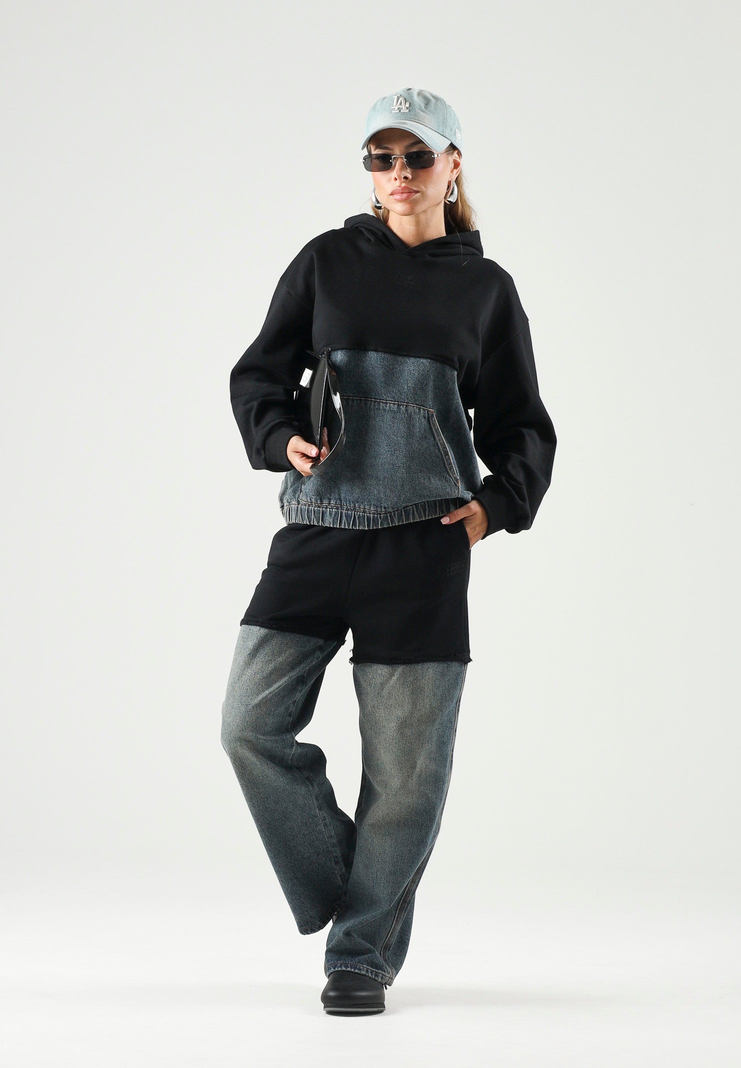 MM6 MAISON MARGIEL Jeans PANTS IBRID denim-nero per donna, ragazzi e bambini M61084MM09G M6C08 MAISON MARGIELA