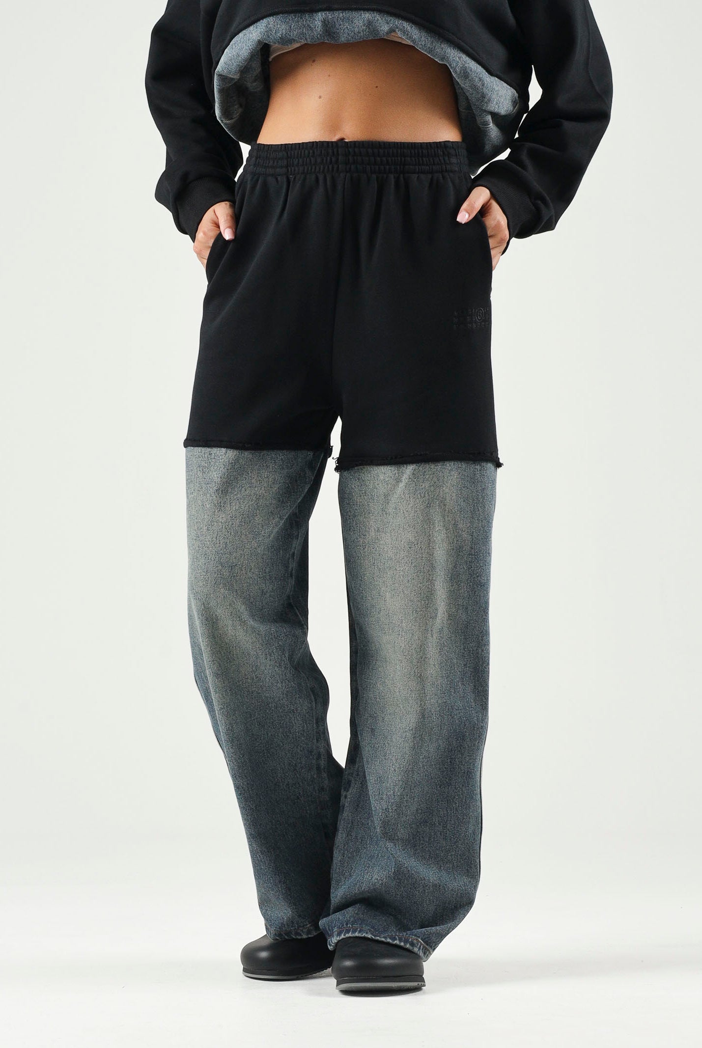 MM6 MAISON MARGIEL Jeans PANTS IBRID denim-nero per donna, ragazzi e bambini M61084MM09G M6C08 MAISON MARGIELA