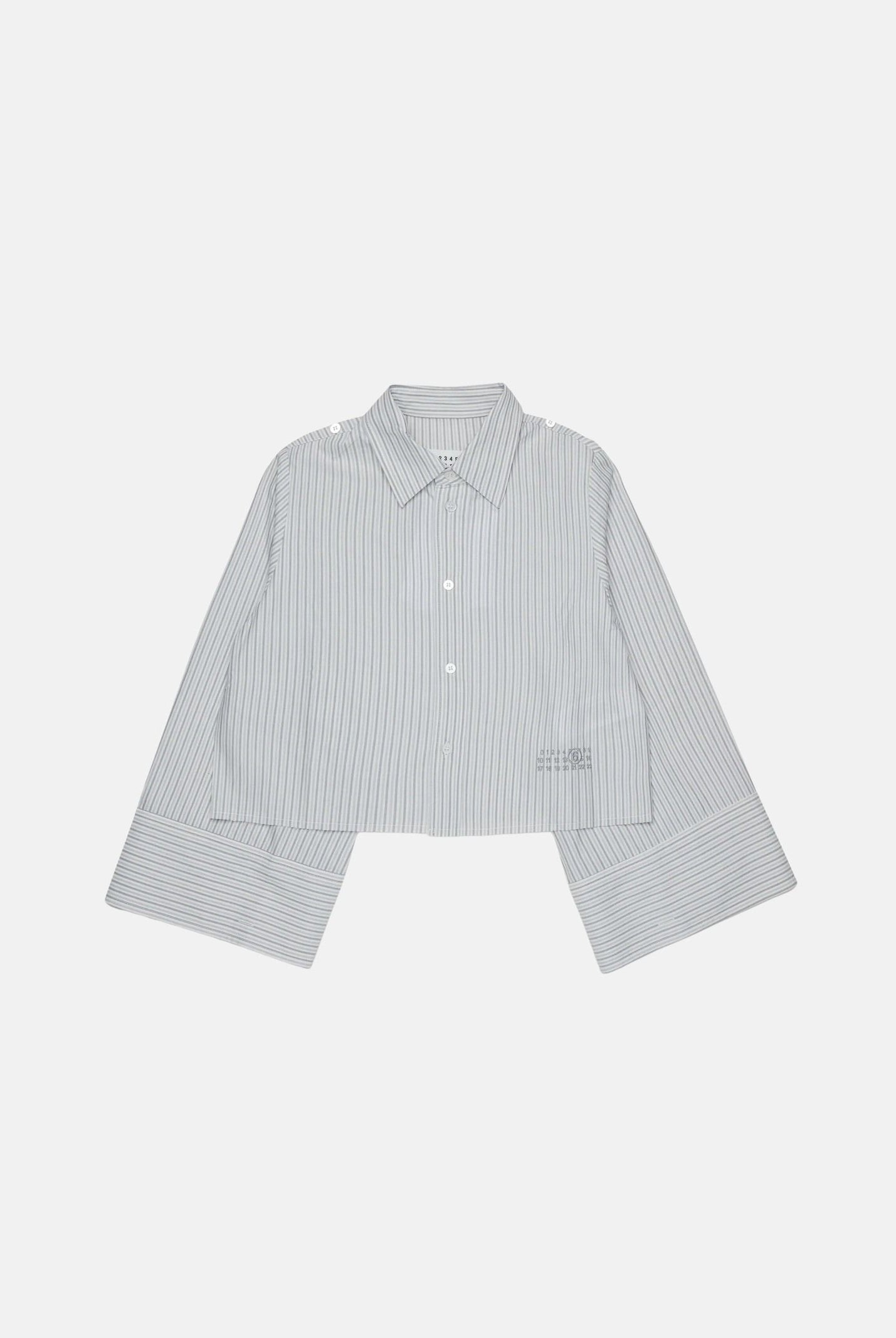 MM6 MAISON MARGIELA Camicia Cropped grey-grigio chiaro per donna, ragazzi e bambini con motivo a righe verticali e logo ricamato M61094MM08N M6913 MAISON MARGIELA