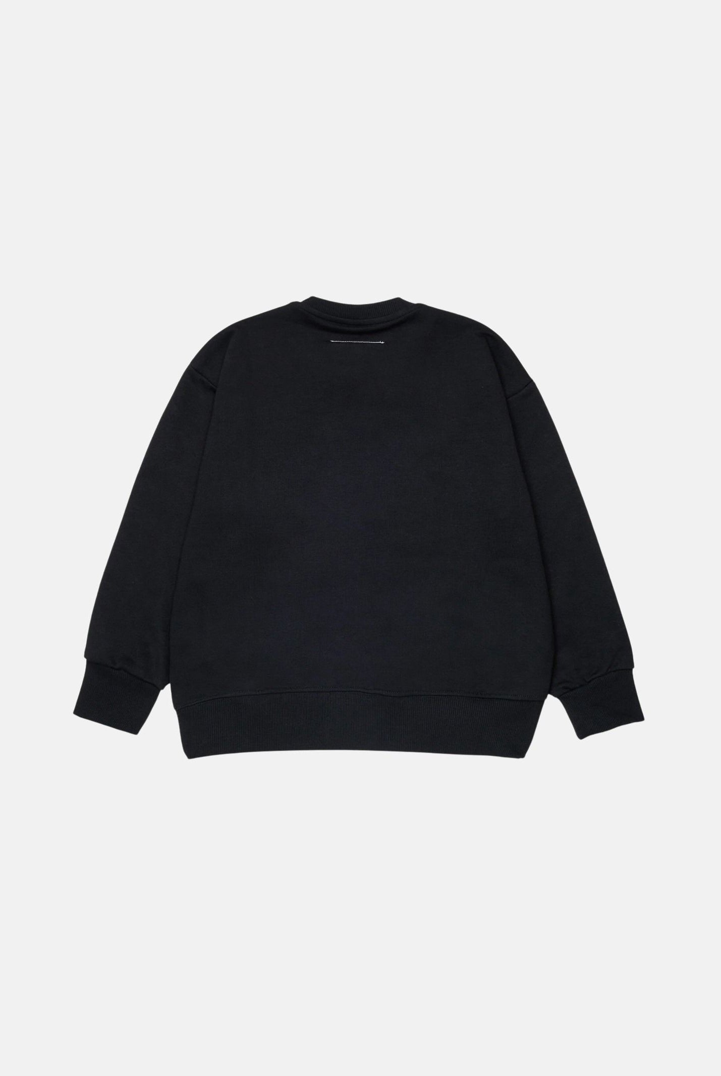 MM6 MAISON MARGIELA Felpa girocollo CREWNECK nera per donna, ragazzi e bambini con logo numerico MM6 stampato sul davanti. M61116MM02X M6900 MAISON MARGIELA