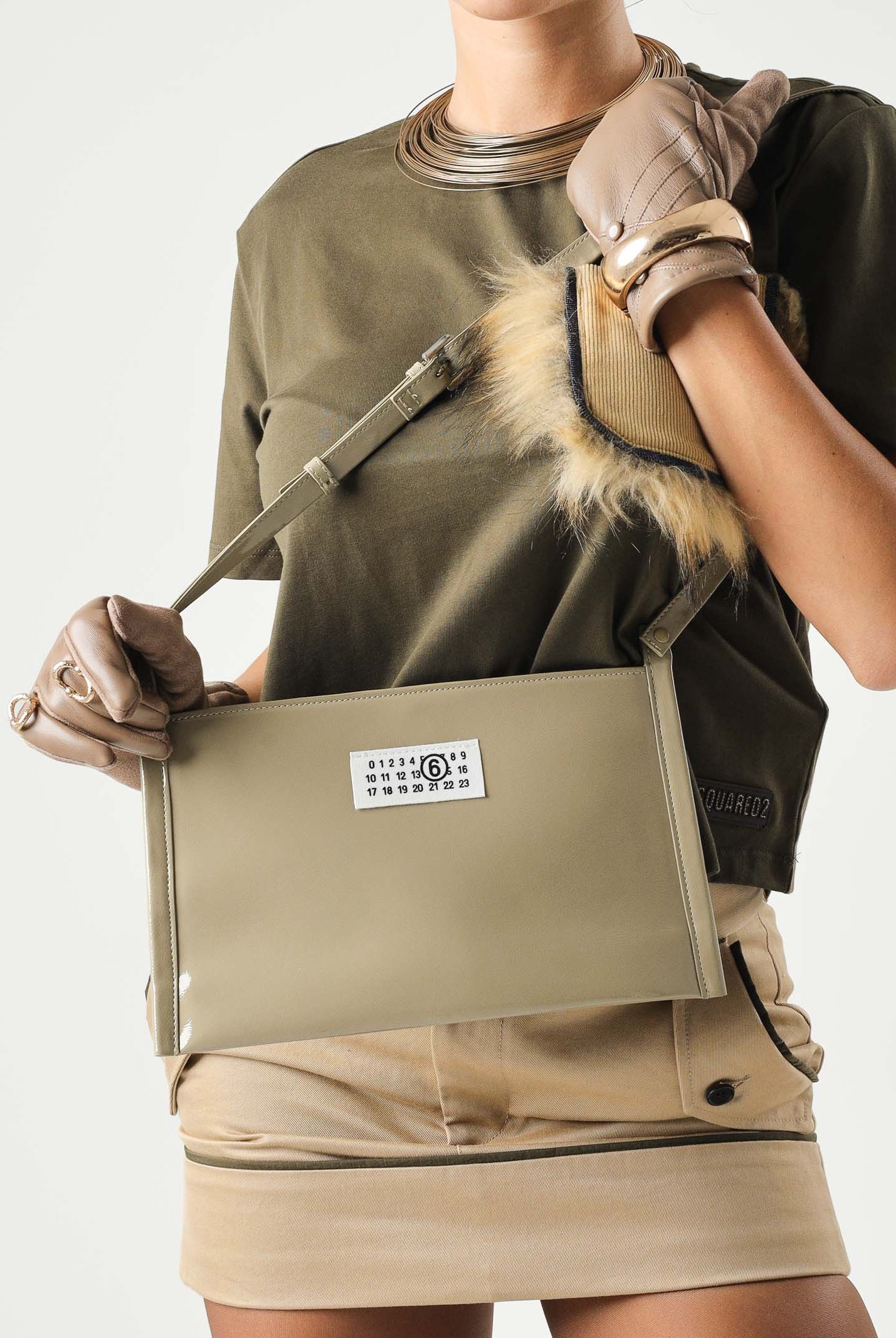 MAISON MARGIELA Borsa mini oliver grigio da donna e bambina con tracolla<BR/> M61142MM09H M6516 MAISON MARGIELA