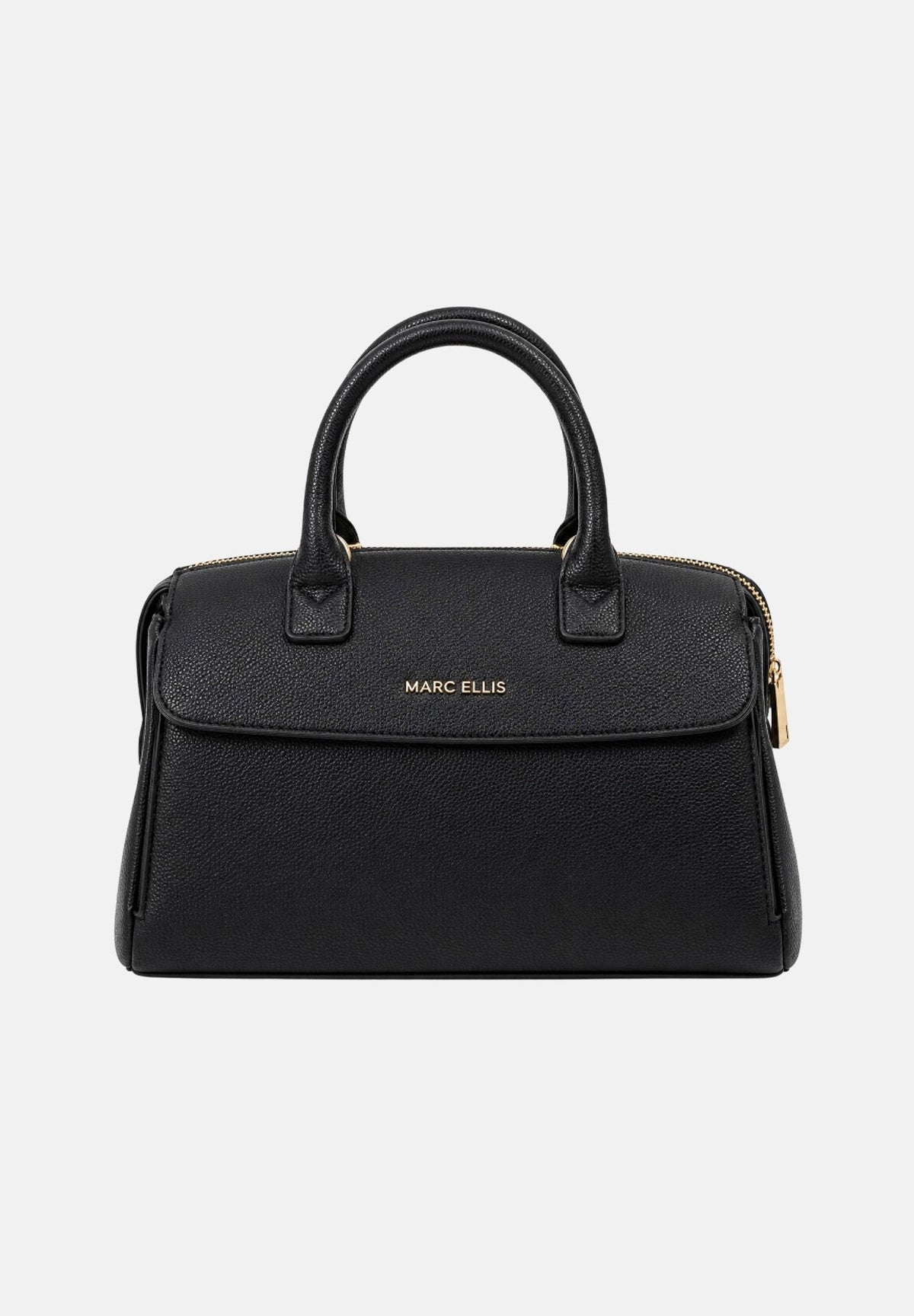 MARC ELLIS Borsa a mano ALYSA MACRO nera per donna con elegante manico rigido superiore e tracolla logata coordinata. ALYSA-MACRO BLLIGO MARC ELLIS