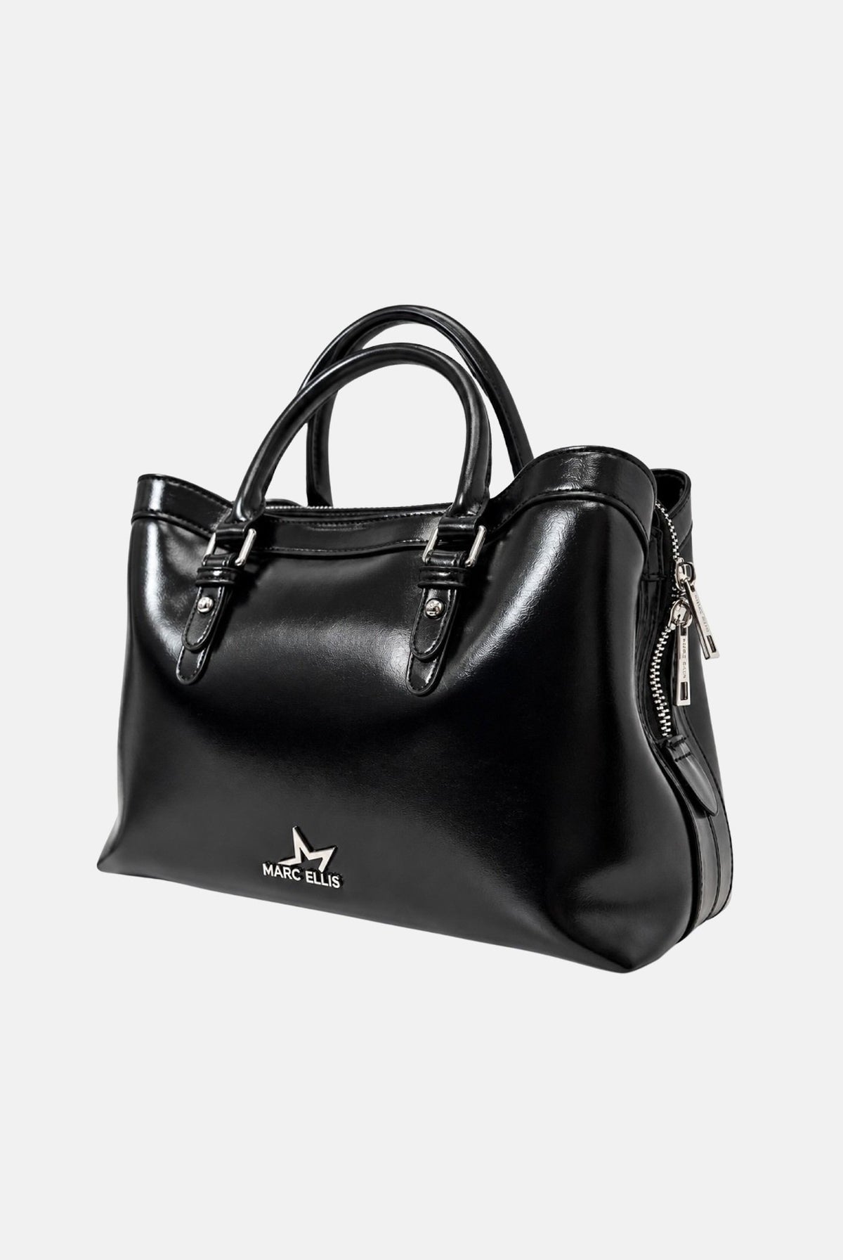 MARC ELLIS Borsa a mano BAYLE-STAR nero per donna con eleganti dettagli metallici argentati e tracolla coordinata. BAYLE-STAR BLSI MARC ELLIS