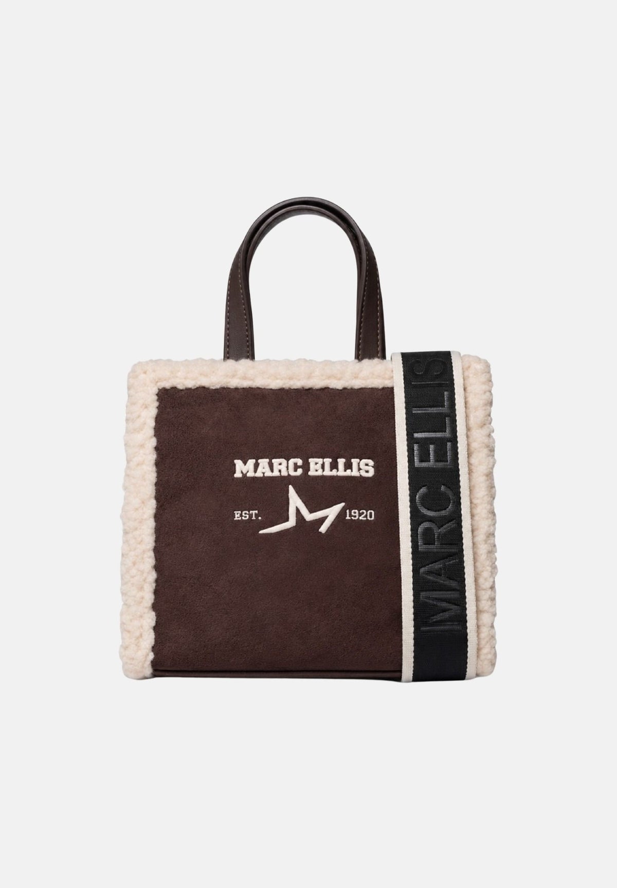 MARC ELLIS Borsa a mano BUBY-BUCKSKIN S marrone cioccolato per donna con eleganti profili in ecopelliccia BUBY-BUCKSKIN-S CH MARC ELLIS