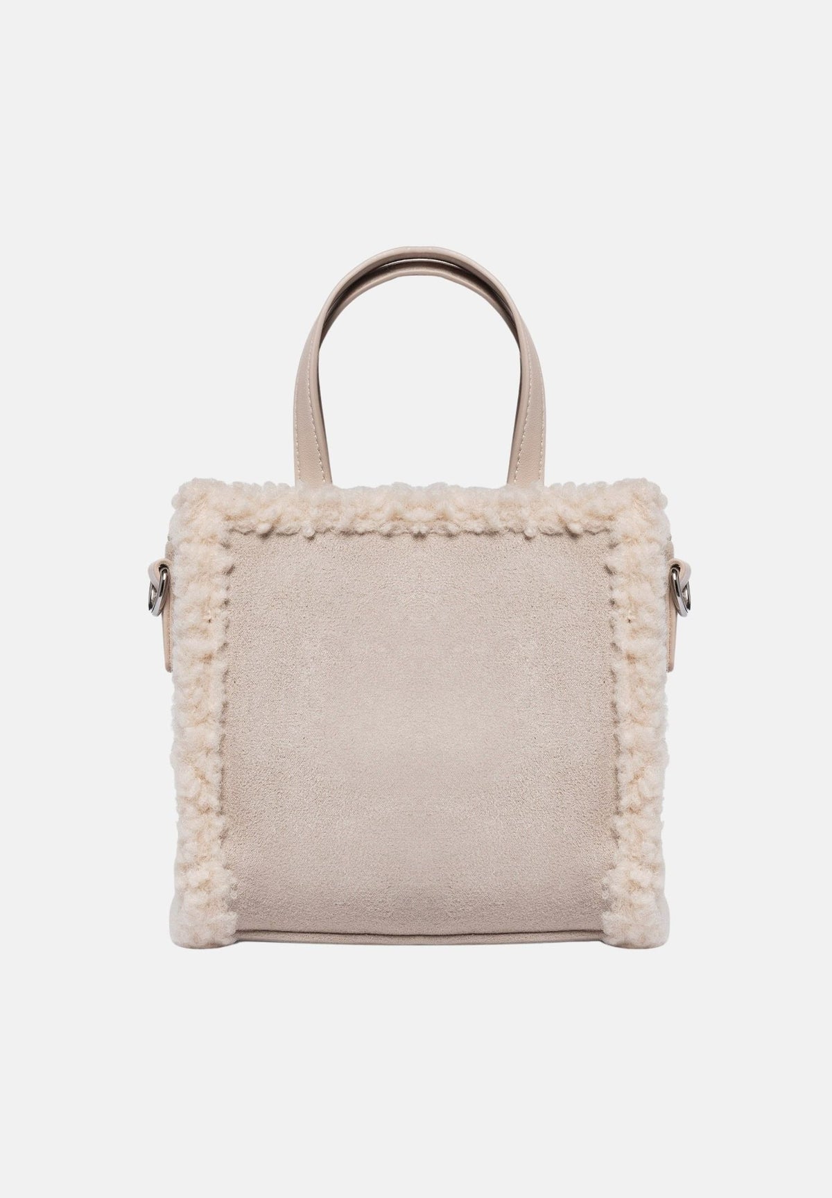 MARC ELLIS Borsa a mano BUBY BUCKSKIN S beige da donna con bordi effetto pelliccia e doppi manici. BUBY-BUCKSKIN-S DABE MARC ELLIS