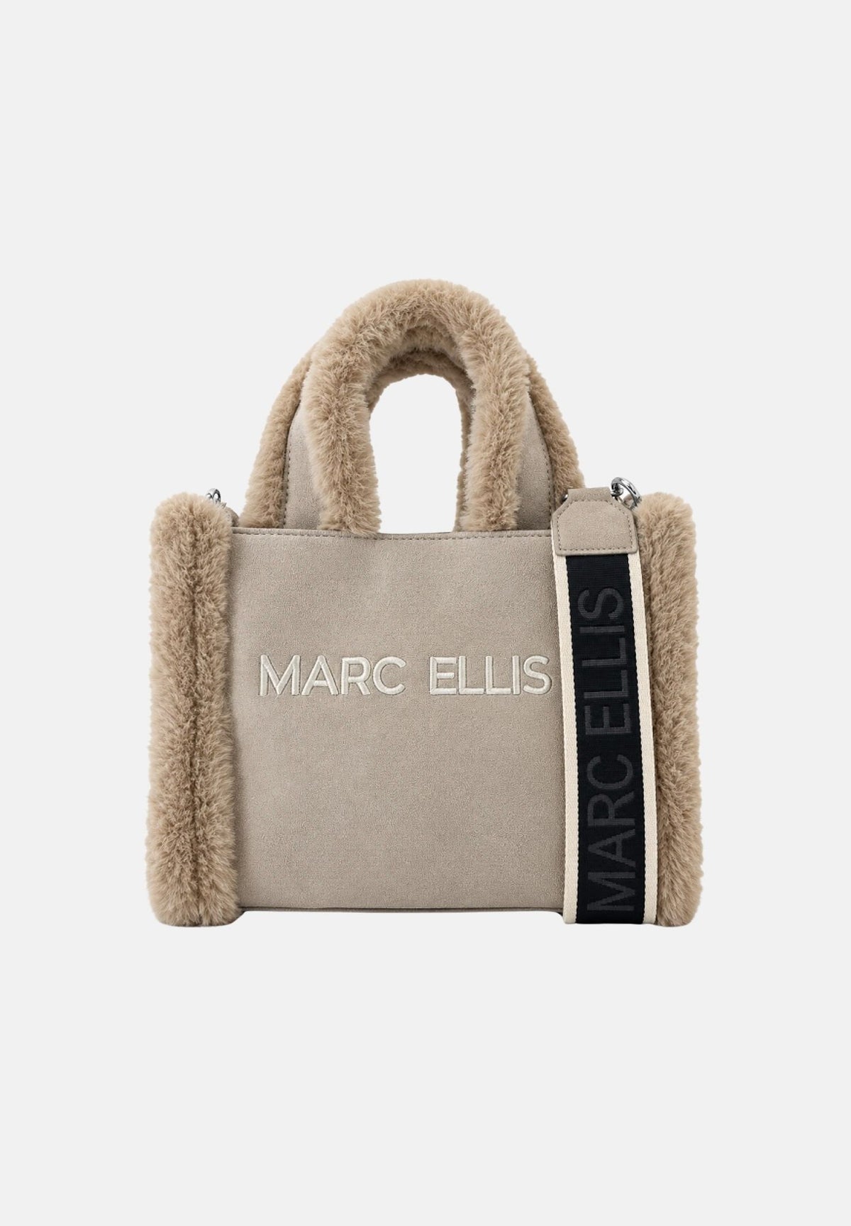 MARC ELLIS Borsa a mano BUBY CARACAL S beige scuro per donna con soffici profili laterali in ecopelliccia BUBY-CARACAL-S DABE MARC ELLIS