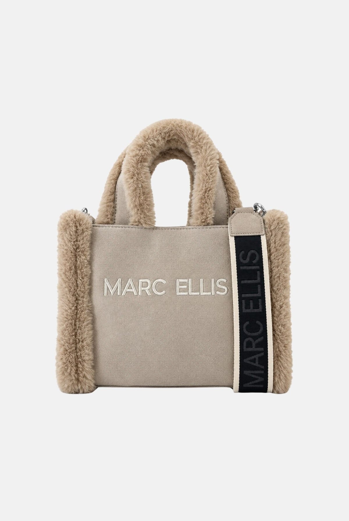MARC ELLIS Borsa a mano BUBY CARACAL S beige scuro per donna con morbidi inserti in ecopelliccia effetto fur BUBY-CARACAL-S DABE MARC ELLIS