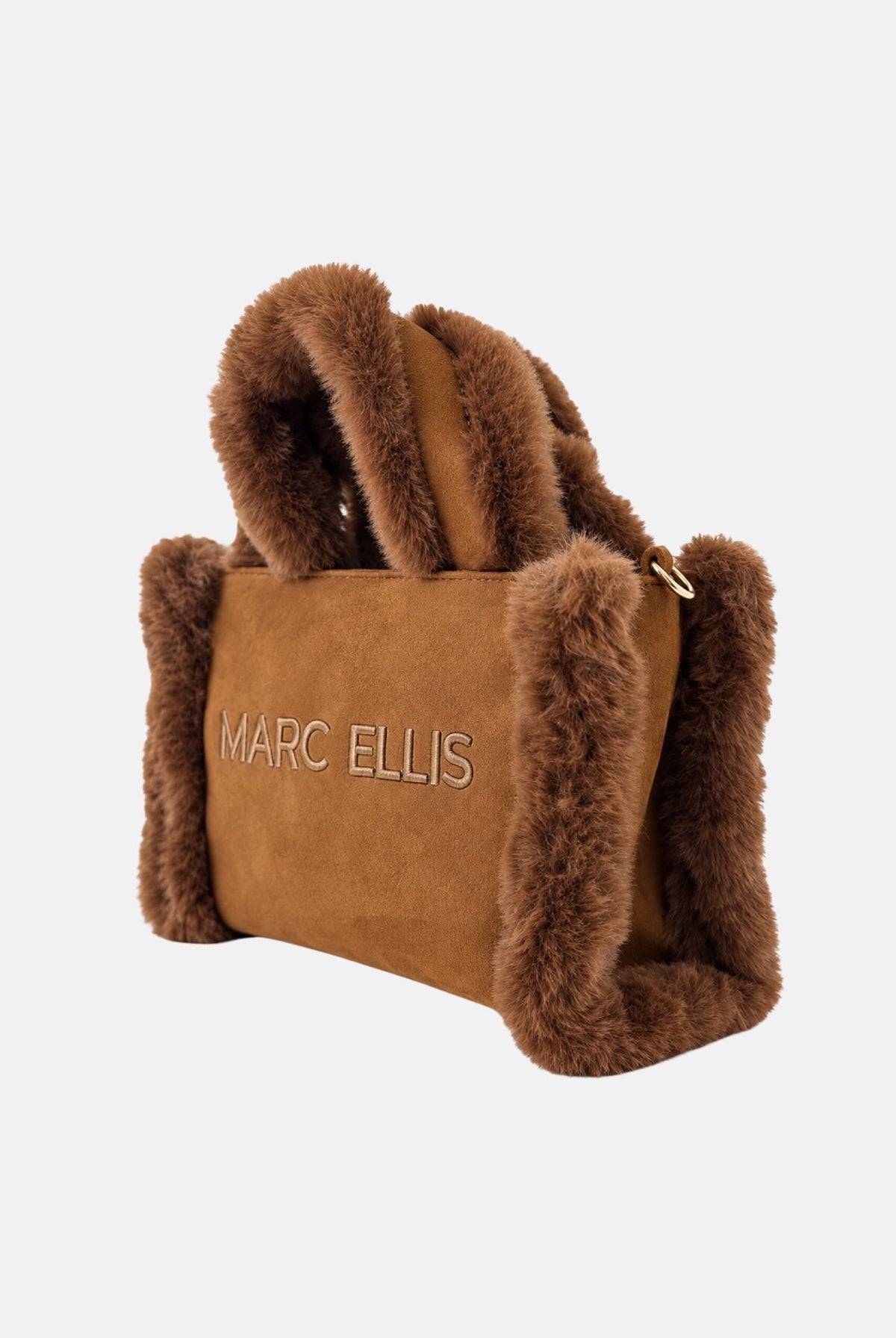 MARC ELLIS Borsa a mano BUBY CARACAL S marrone cuoio per donna con morbidi inserti in ecopelliccia effetto fur BUBY-CARACAL-S TA MARC ELLIS