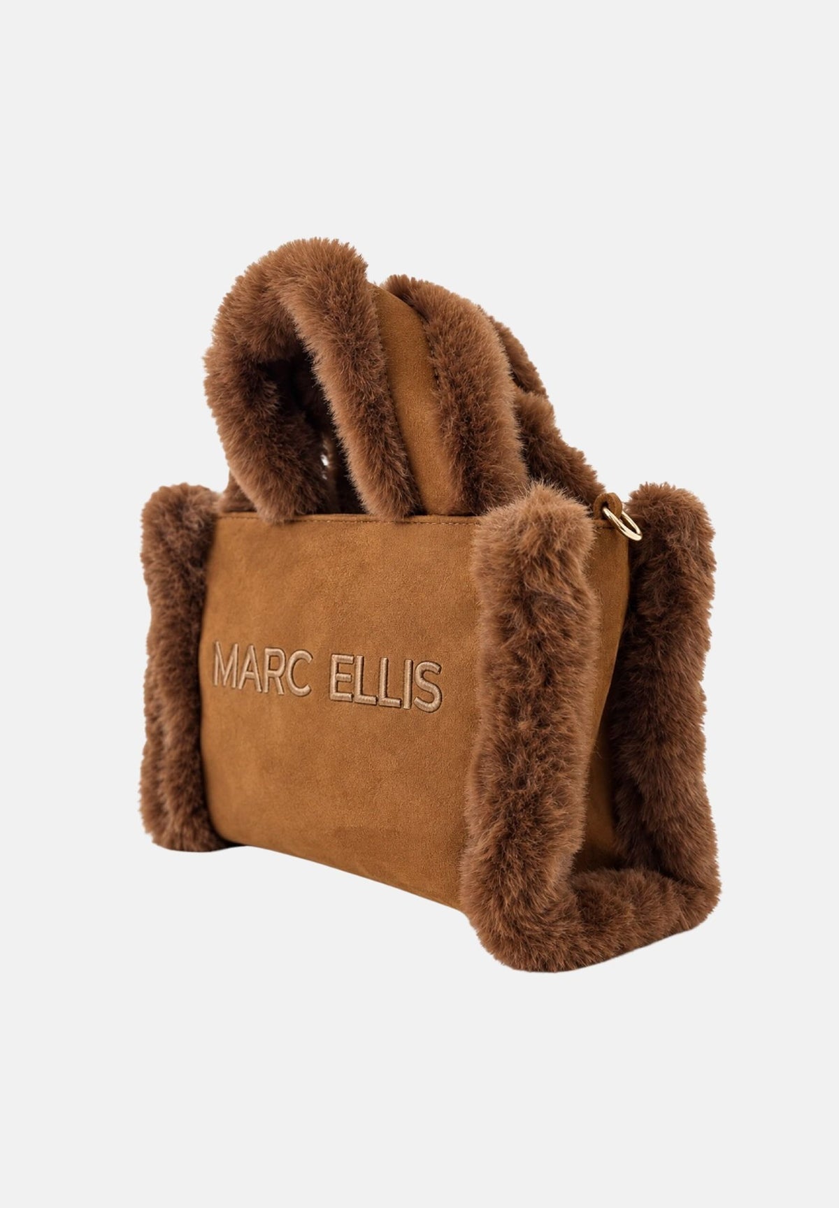 MARC ELLIS Borsa a mano BUBY CARACAL S marrone cuoio per donna con soffici profili laterali in ecopelliccia BUBY-CARACAL-S TA MARC ELLIS