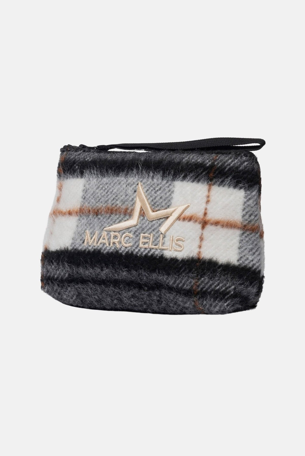MARC ELLIS Pochette a mano BUBY PLAID nero-grigio per donna con raffinata fantasia scozzese plaid BUBY-PLAID-C BL MARC ELLIS
