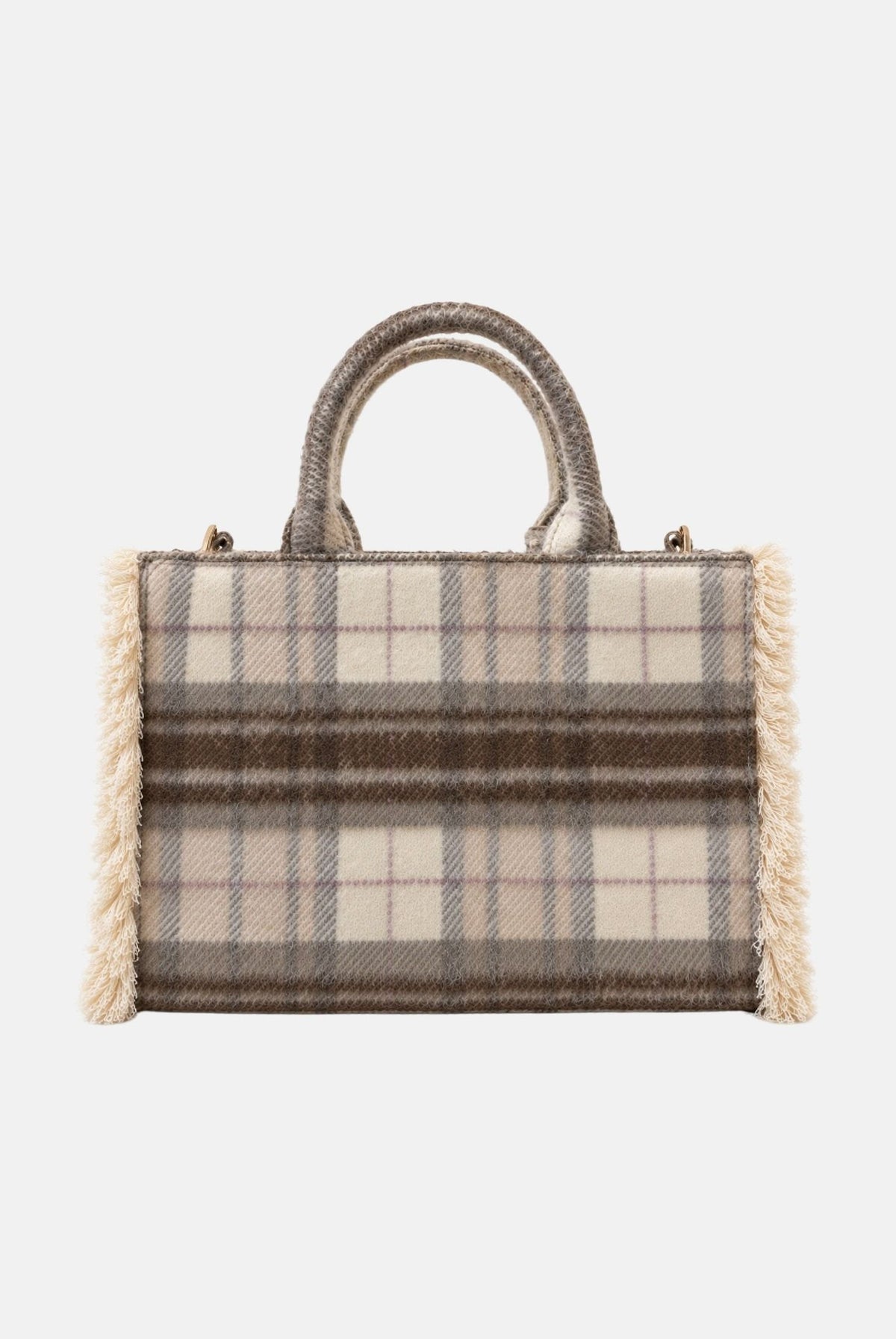 MARC ELLIS Borsa a mano BUBY PLAID L beige scuro per donna con raffinata fantasia scozzese plaid BUBY-PLAID-L DABE MARC ELLIS