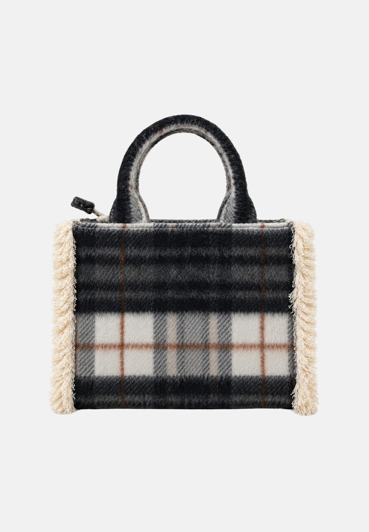 MARC ELLIS Borsa a mano BUBY PLAID M nero per donna con raffinata fantasia scozzese plaid e manici rigidi superiori coordinati. BUBY-PLAID-M BL MARC ELLIS