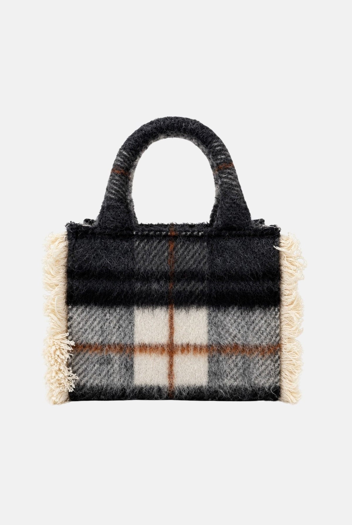 MARC ELLIS Borsa a mano BUBY PLAID S nera per donna con raffinata fantasia scozzese plaid e manici rigidi superiori coordinati. BUBY-PLAID-S BL MARC ELLIS