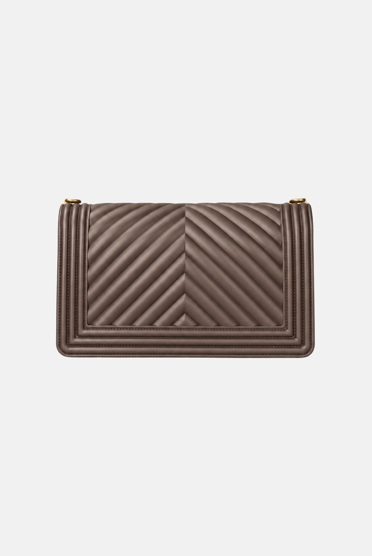 MARC ELLIS Borsa a tracolla FLAT M marrone cioccolato da donna con lavorazione chevron e dettagli metallici dorati. FLAT-M-27 CHMAGO MARC ELLIS