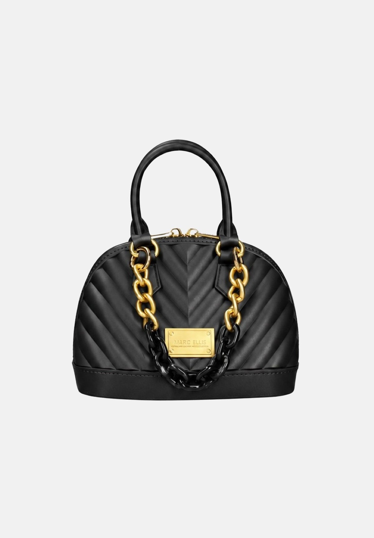 MARC ELLIS Borsa a mano FLAT-MAYA nera per donna con elegante lavorazione trapuntata a chevron FLAT-MAYA-M27 BLMAGO MARC ELLIS