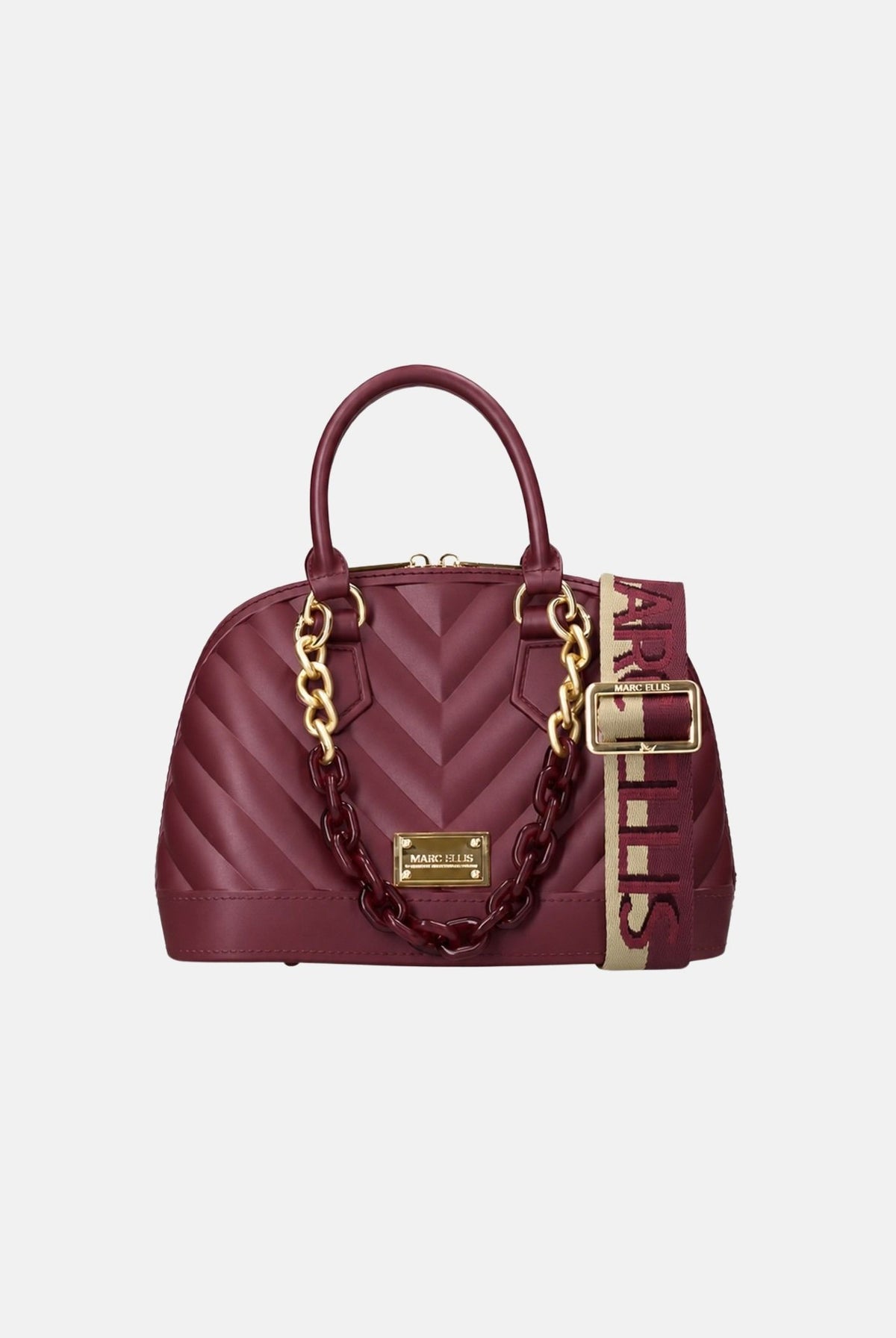 MARC ELLIS Borsa a mano FLAT MAYA M bordeaux per donna con elegante lavorazione trapuntata a chevron FLAT-MAYA-M27 BUMAGO MARC ELLIS