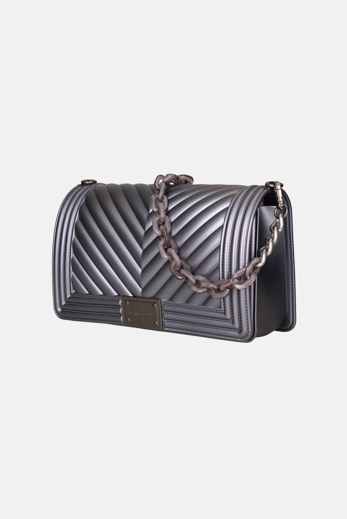 MARC ELLIS Borsa FLAT S grigio canna da fucile da donna con elegante motivo trapuntato a chevron FLAT-S27 GUMEMA MARC ELLIS