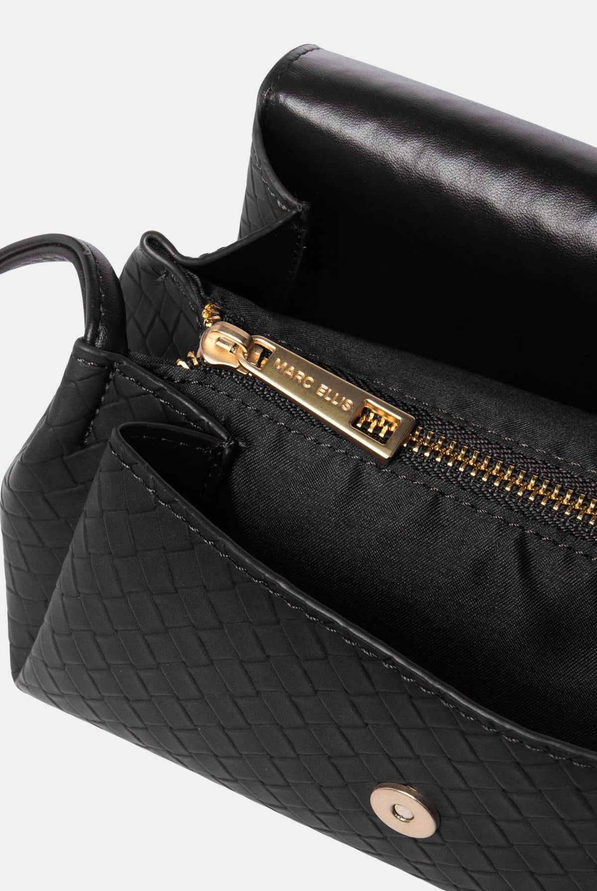 MARC ELLIS Borsa a tracolla SIBYL SUEDE nera per donna con elegante patta frontale trapuntata SIBYL-SUEDE BL MARC ELLIS