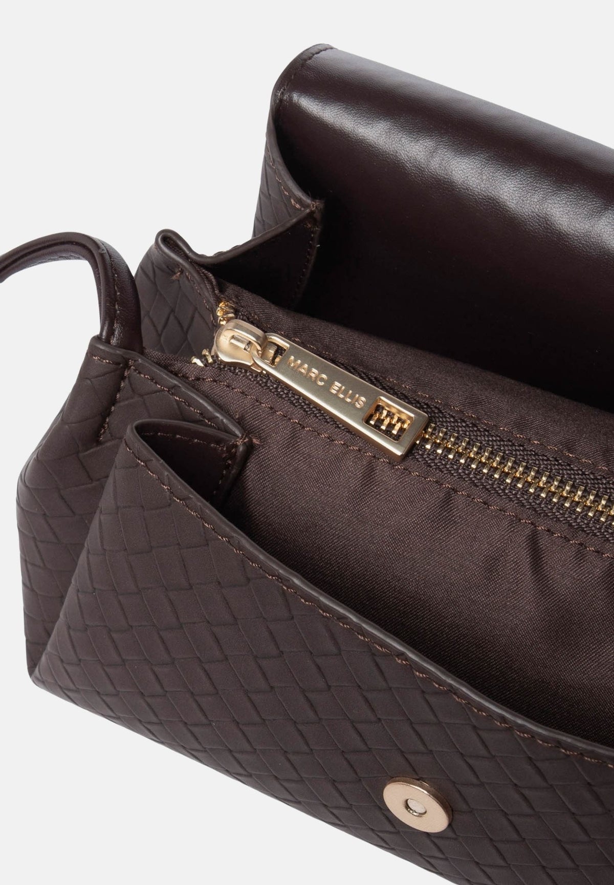 MARC ELLIS Borsa a tracolla SIBYL SUEDE marrone cioccolato per donna con elegante patta frontale trapuntata SIBYL-SUEDE CH MARC ELLIS