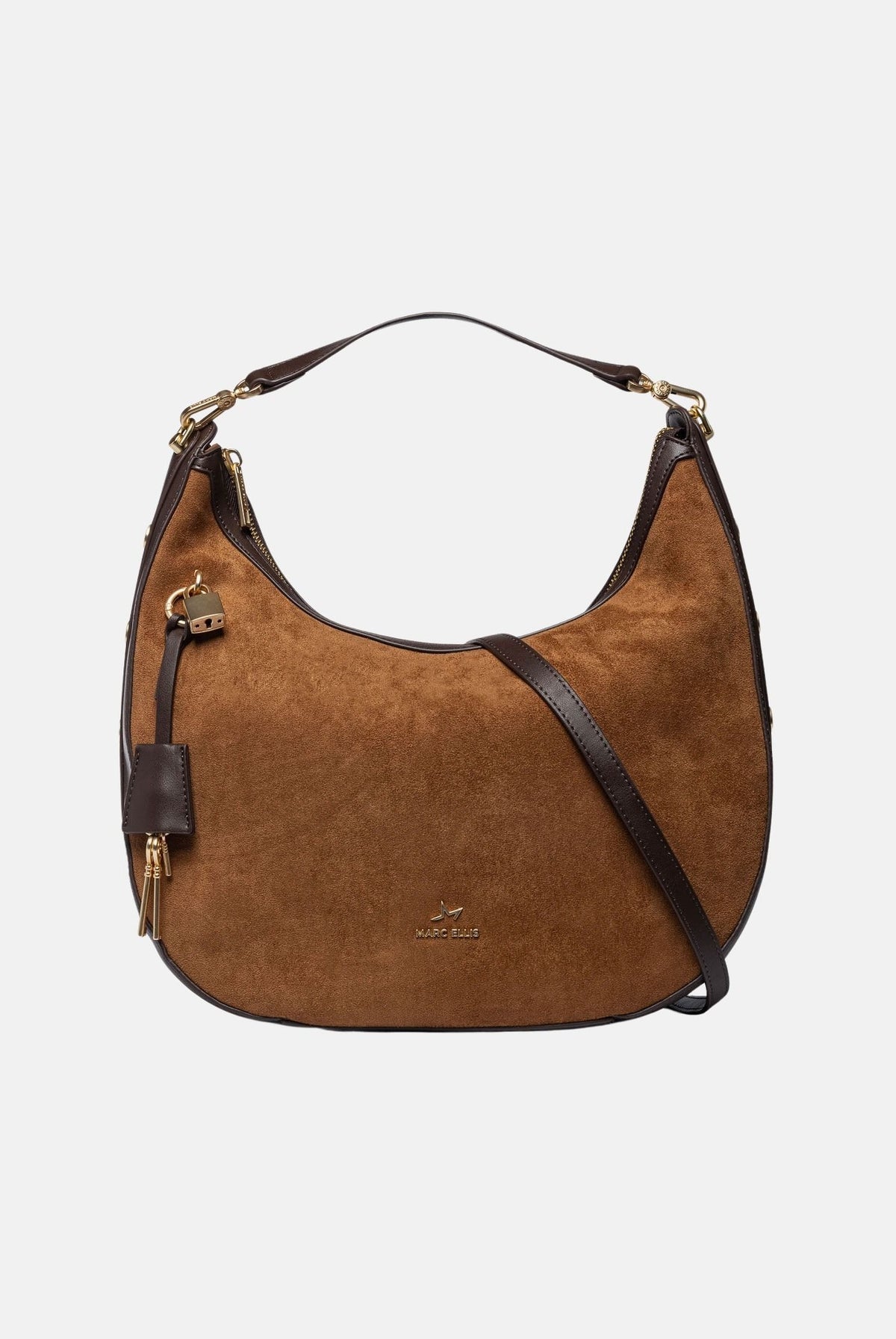 MARC ELLIS Borsa SINDY-KEYTA marrone cuoio per donna con morbida struttura hobo scamosciata SINDY-KEY TA MARC ELLIS