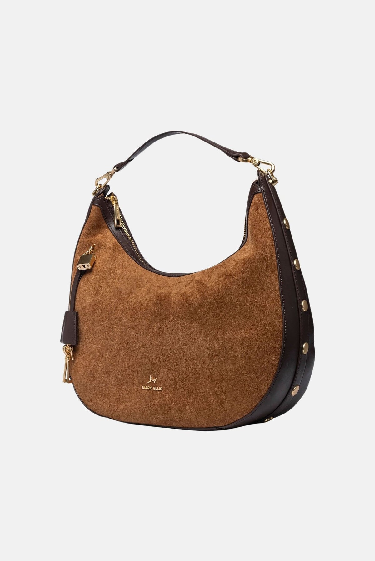 MARC ELLIS Borsa SINDY-KEYTA marrone cuoio per donna con morbida struttura hobo scamosciata SINDY-KEY TA MARC ELLIS