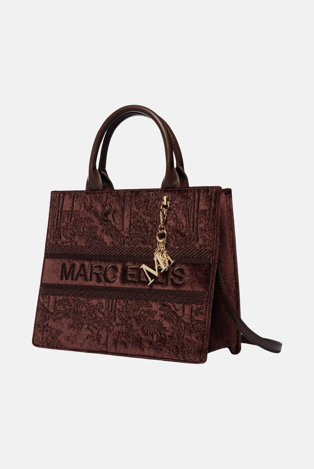 MARC ELLIS Borsa SOPHY L marrone cioccolato per donna con elegante motivo jacquard logato SOPHY-L CH MARC ELLIS