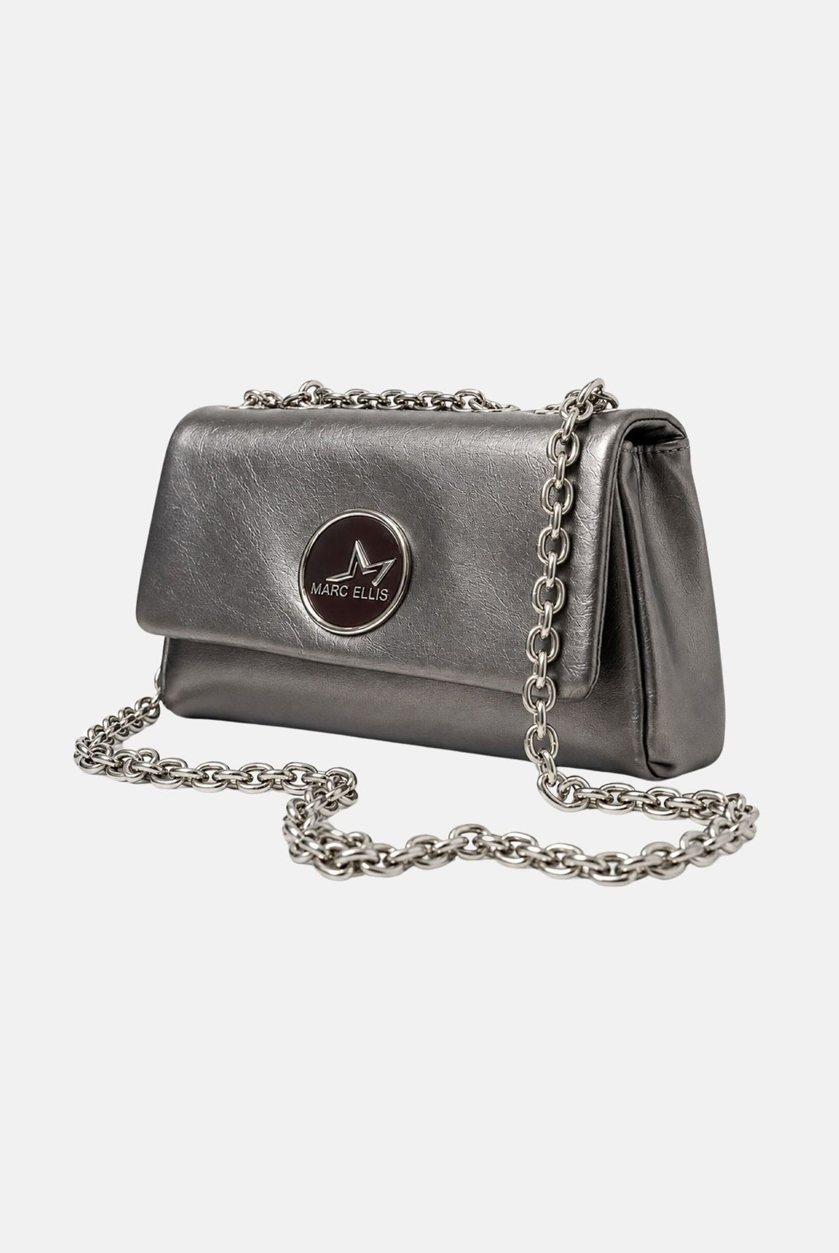 MARC ELLIS Borsa a tracolla WENDA S grigio canna di fucile per donna con elegante finitura metallica, patta frontale WENDA-S-SY GUME MARC ELLIS