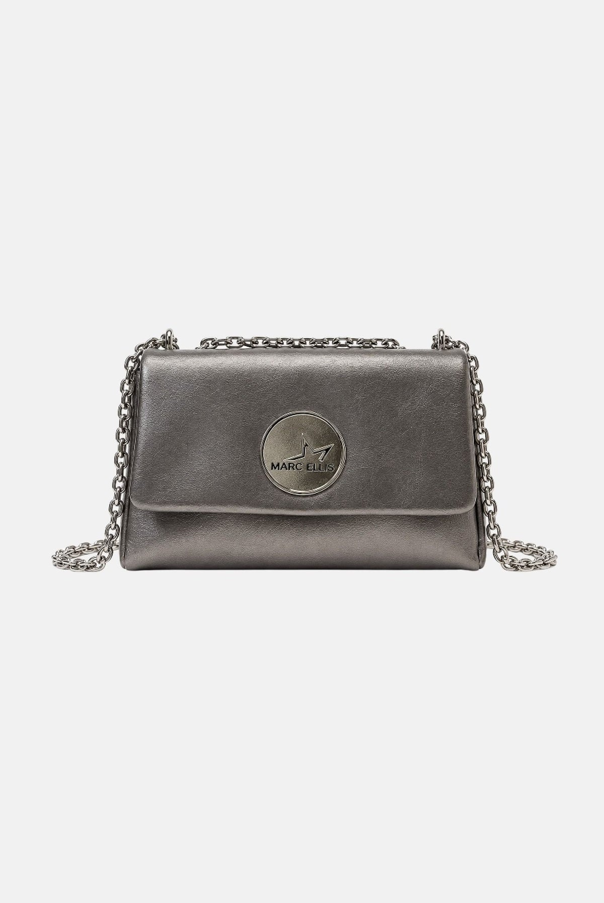 MARC ELLIS Borsa a tracolla WENDA S grigio canna di fucile per donna con elegante finitura metallica, patta frontale WENDA-S-SY GUME MARC ELLIS