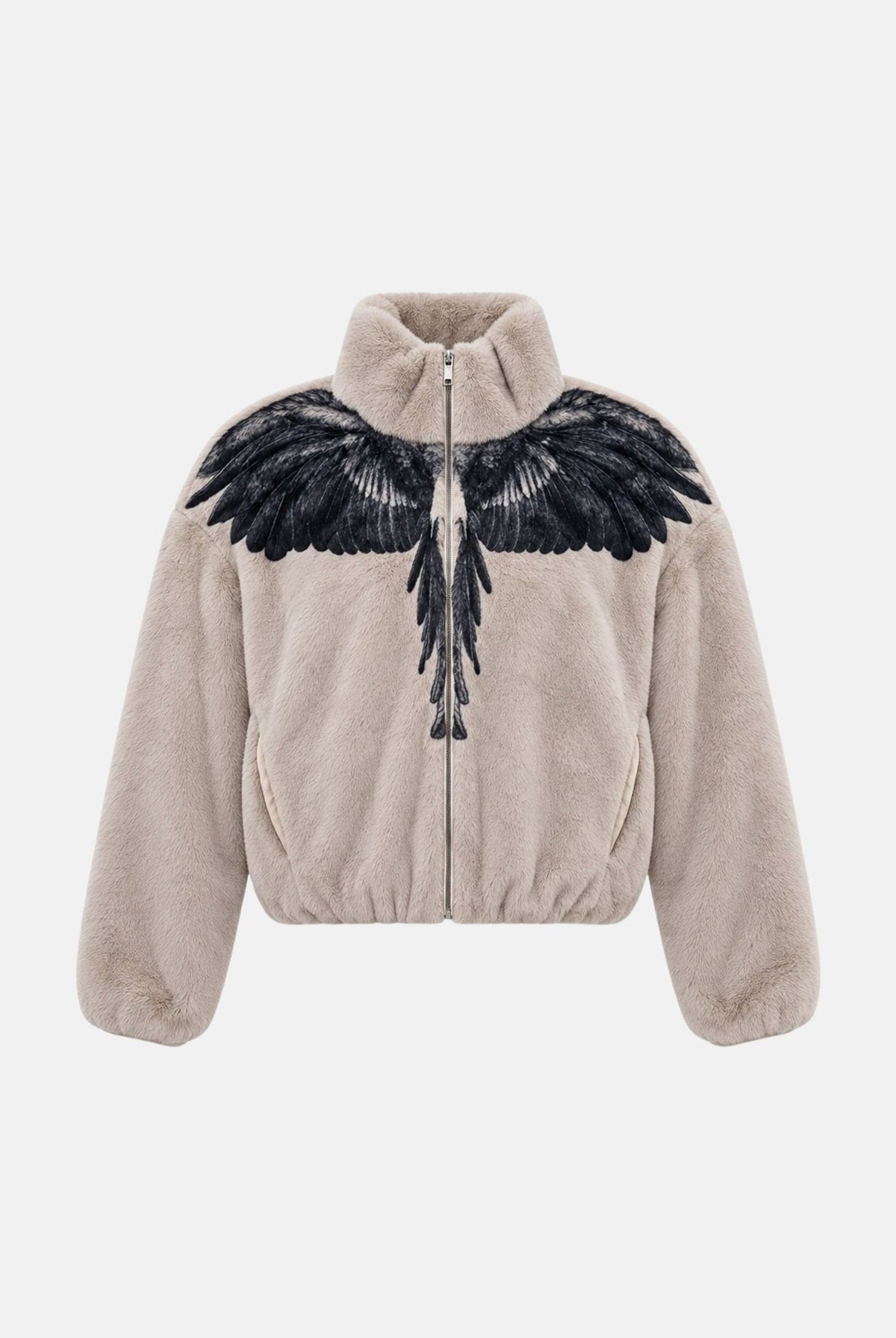 MARCELO BURLON COUNTY OF MILAN Eco-pelliccia WINGS latte-nero da donna con logo iconico ali 26ICM30274 LA MARCELO BURLON COUNTY OF MILAN
