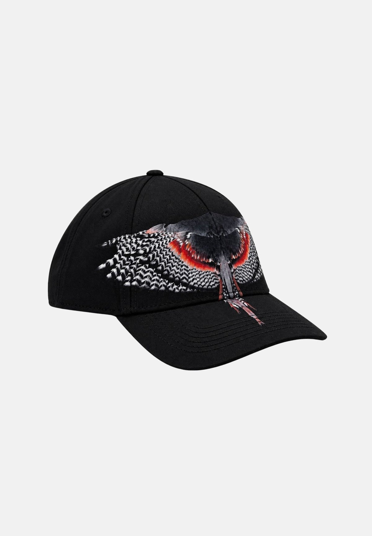 MARCELO BURLON Cappello baseball WINGS Black red nero per uomo e donna, in cotone con ali bianche e rosse, visiera curva e chiusura regolabile. BL00CON0018 V1 MARCELO BURLON COUNTY OF MILAN