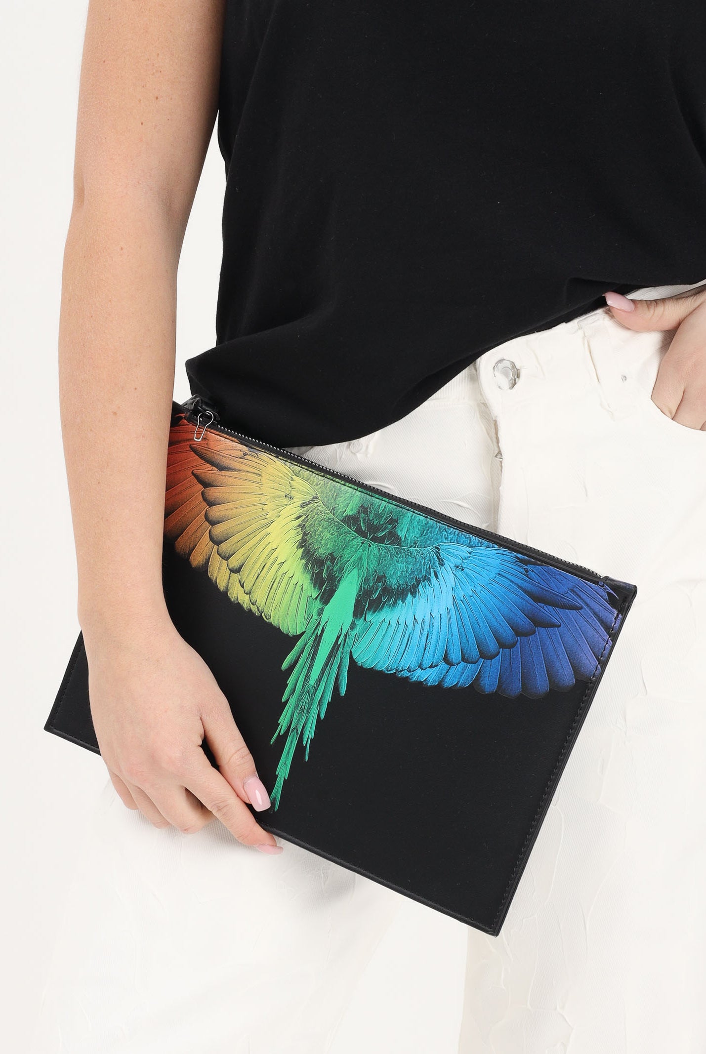 MARCELO BURLON COUNTY OF MILAN Pochette nera per uomo e donna con stampa ali COMAS2603330893 . MARCELO BURLON COUNTY OF MILAN