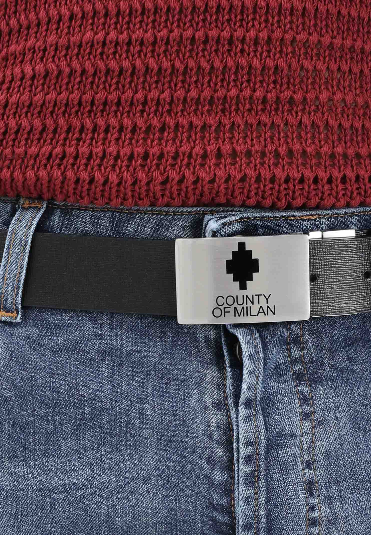 MARCELO BURLON COUNTY OF MILAN Cintura nera da uomo con fibbia logata COMAS2605070920 . MARCELO BURLON COUNTY OF MILAN
