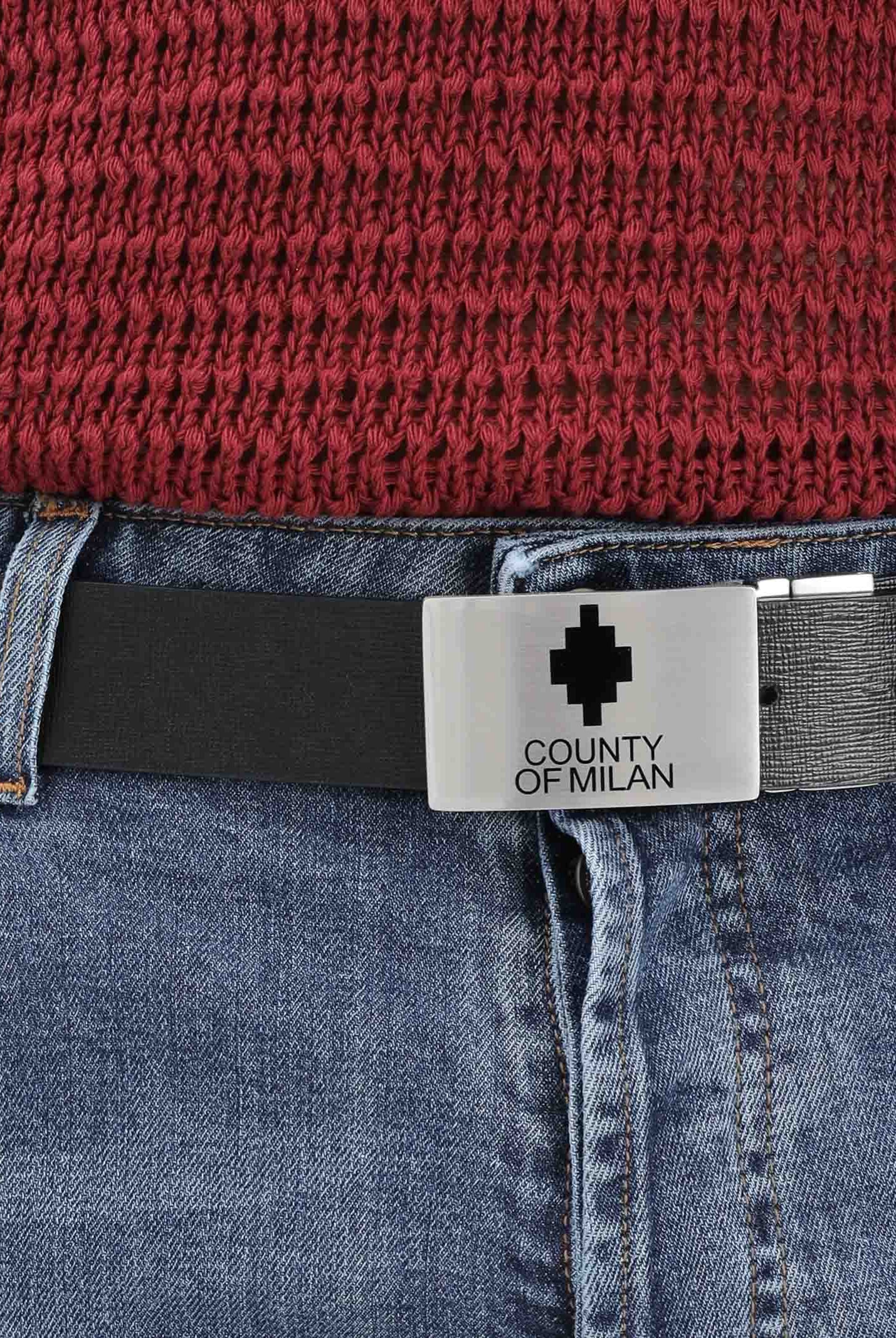 MARCELO BURLON COUNTY OF MILAN Cintura nera da uomo con fibbia logata COMAS2605070920 . MARCELO BURLON COUNTY OF MILAN