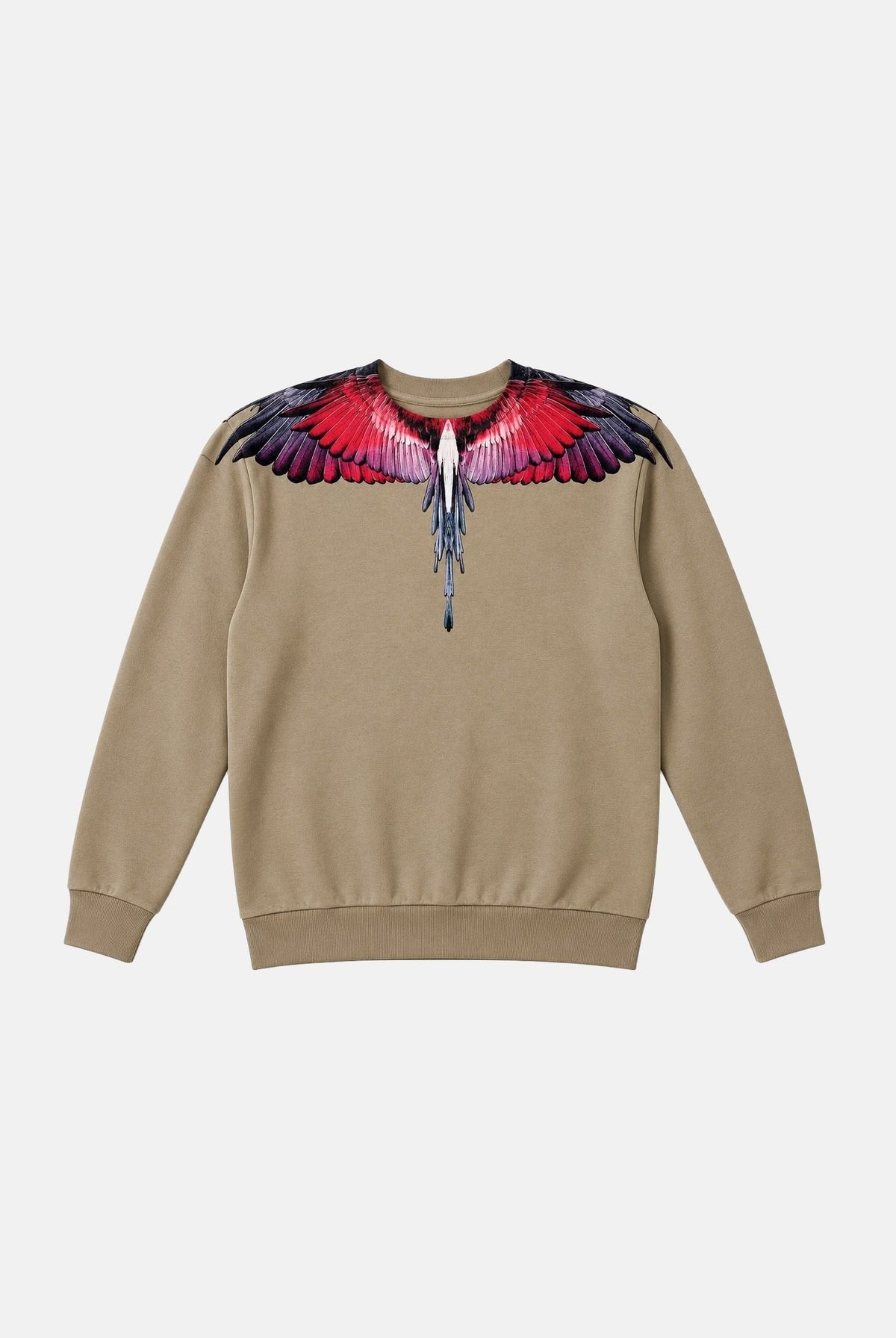 MARCELO BURLON COUNTY OF MILAN Felpa girocollo WINGS sabbia per donna e ragazza con grafica ali multicolor sul girocollo. F6CMJBSW027 092 MARCELO BURLON COUNTY OF MILAN