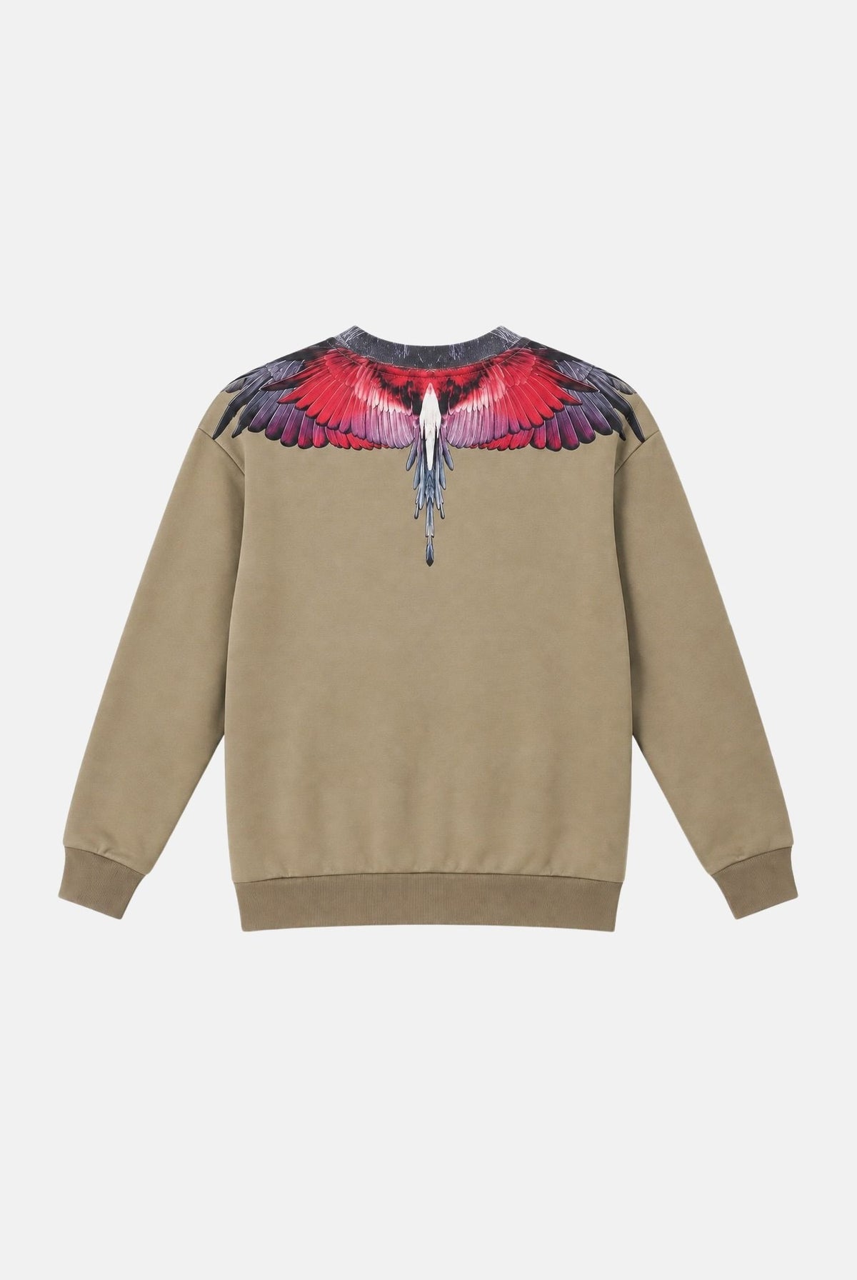 MARCELO BURLON COUNTY OF MILAN Felpa girocollo WINGS sabbia per donna e ragazza con grafica ali multicolor sul girocollo. F6CMJBSW027 092 MARCELO BURLON COUNTY OF MILAN